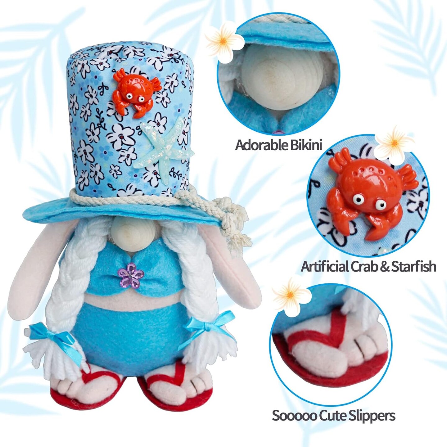 Summer Gnomes Decorations for Home, Beach Gnomes Plush,Farmhouse Gnomes Tiered Tray Decor,Summer Mantle,Kitchen Table, Shelf Sitters Tomte Decor,Birthday Gnome Gifts