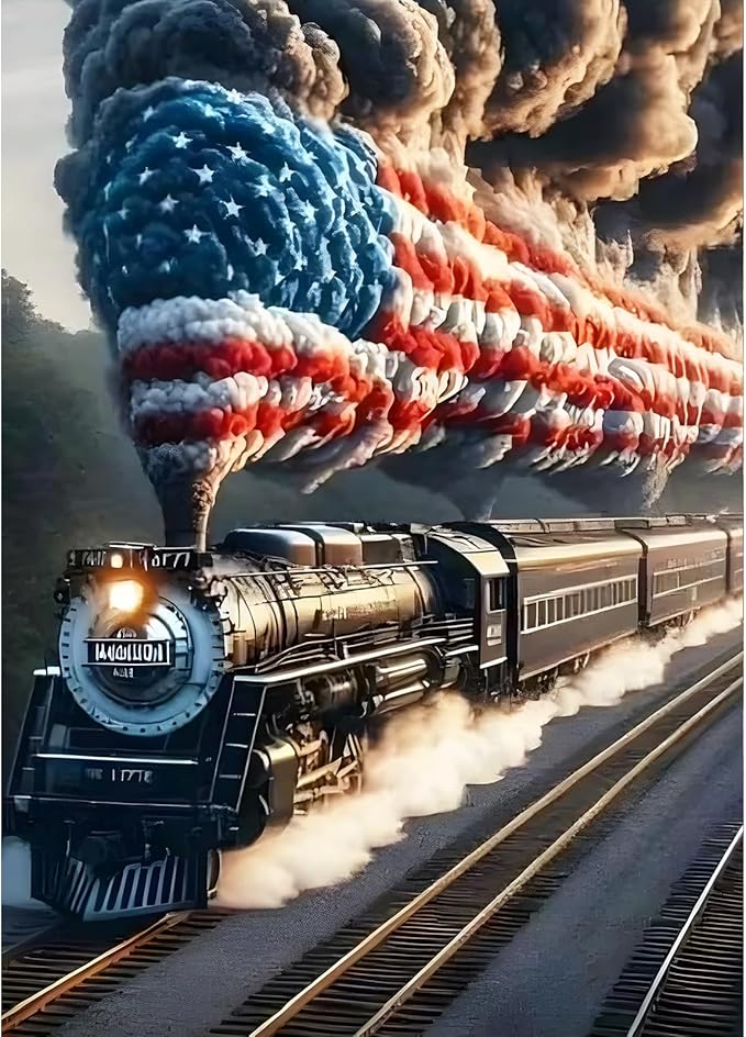 DIY 5D Steam Train Diamond Art Kits Round Full Drill Sparkling diy-5d-steam-train-diamond-art-kits-round-full-drill-sparkling