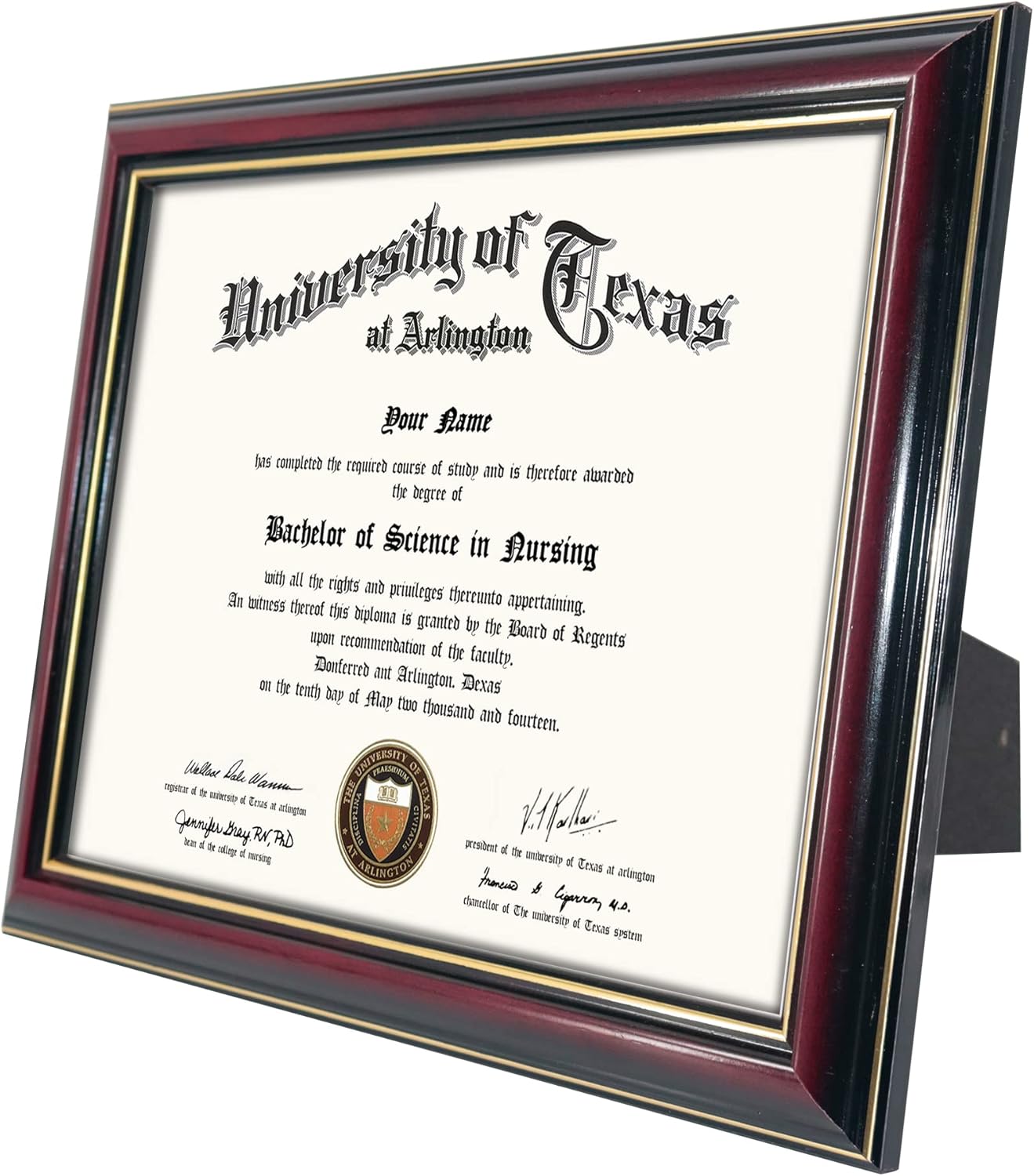 8.5x11 Certificate Diploma Frame,Solid Wood & UV Protection Acrylic,Glossy Cherry Finish with Gold Trim