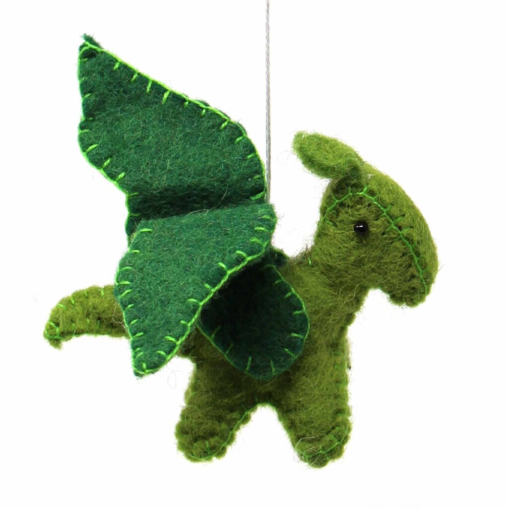 20 Inch Multi-Color Felt Hanging Mobile with Dragons and Clouds Nursery or Kids Room Decor