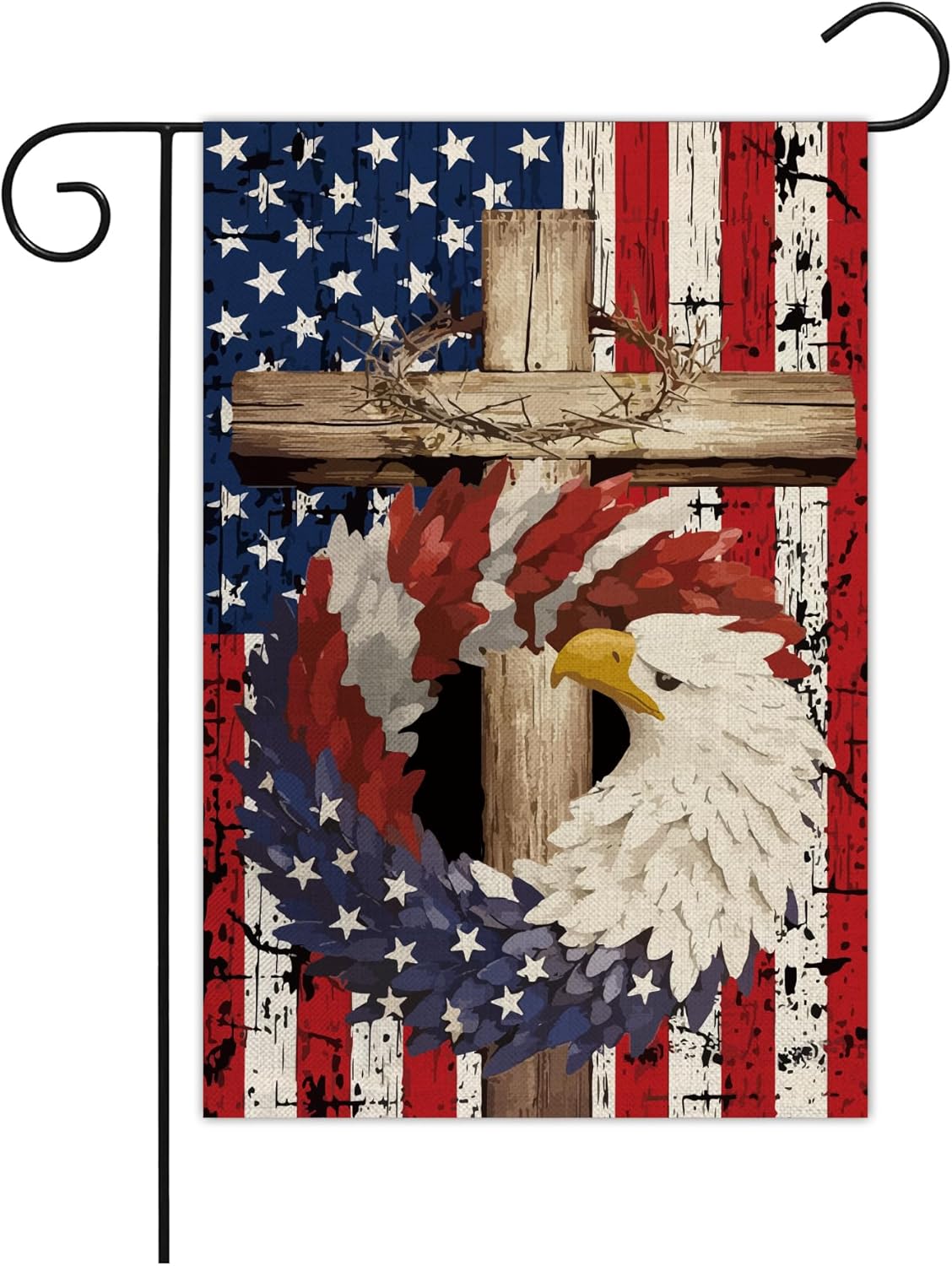 Patriotic 4th of July Garden Flag 12 x 18 Inch Double Sided Burlap Memorial Day Welcome Yard Flag Summer Holiday Seasonal Farmhouse Outdoor Outside Decoration (03)