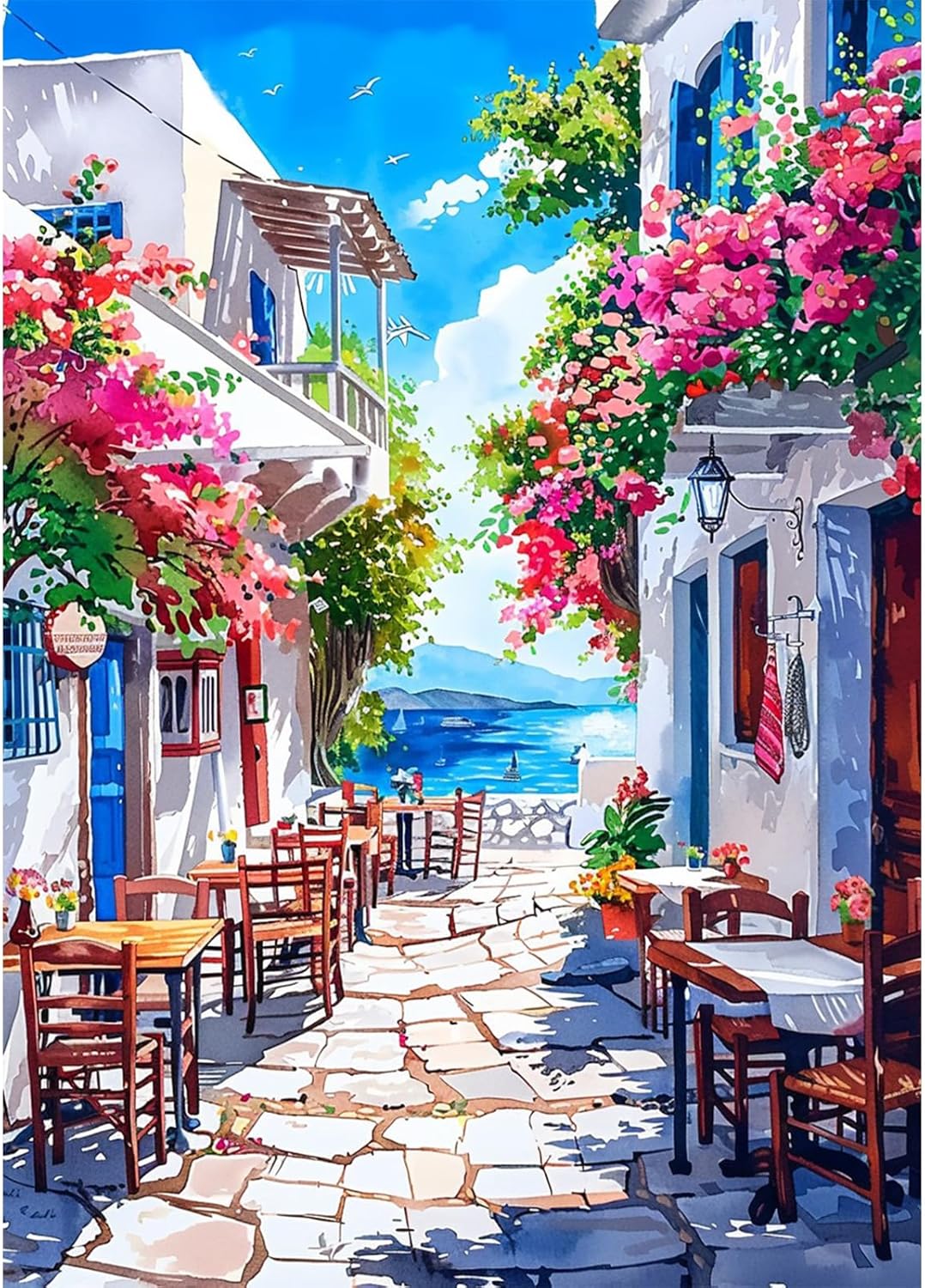 Scenery Diamond Art Kits for Adults, Flower Street DIY Full Drill Diamond Painting Kits for Beginners, 5D Gem Art Crafts for Adults, Home Wall Decor 12x16 inch