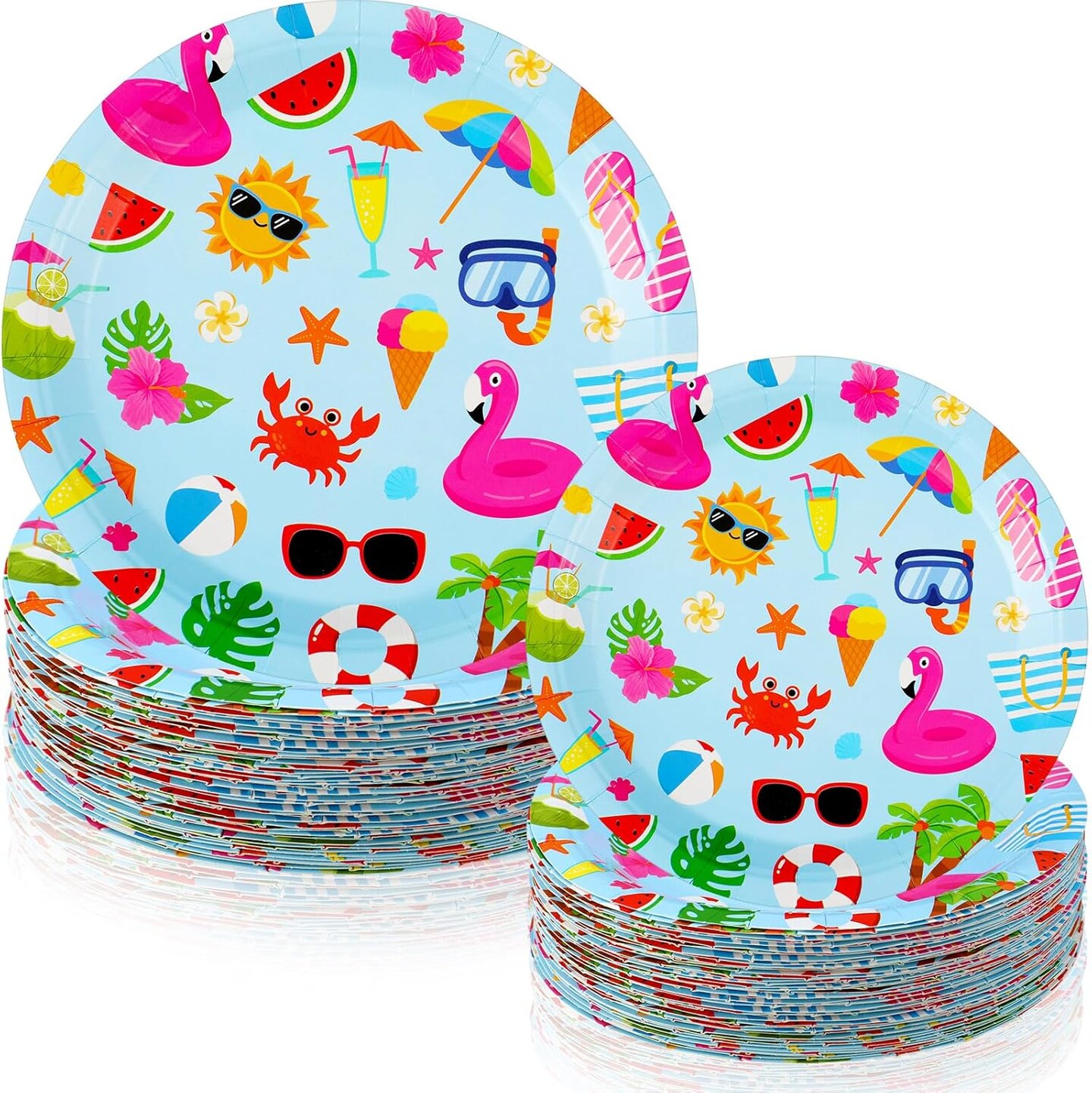 120 Pcs Summer Party Paper Plates Disposable Round Paper Plate