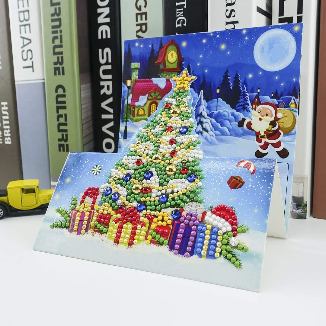 8-Pack Christmas Diamond Art Cards – 3D DIY Diamond Painting Holiday Cards for Gift-Giving & Festive Decor