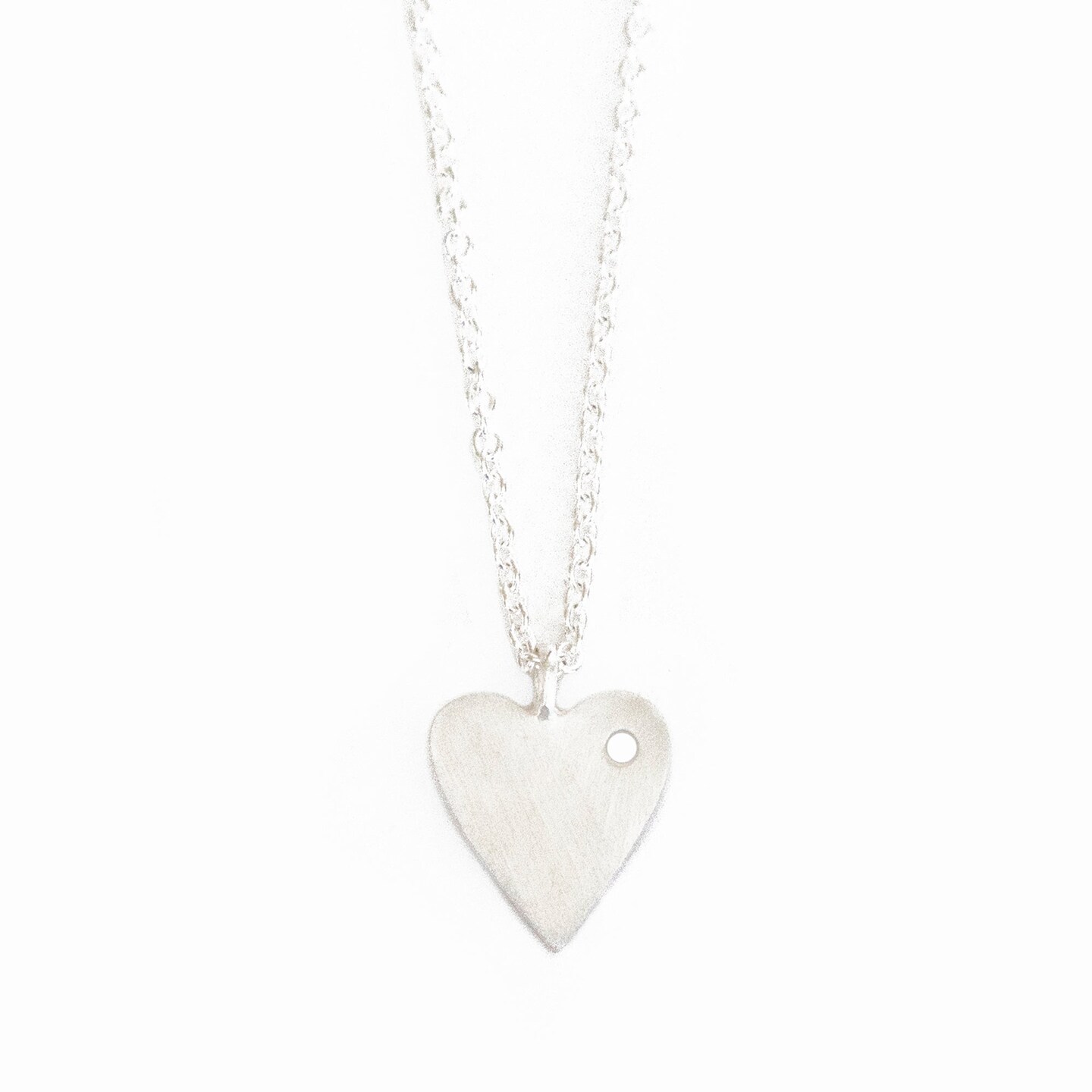 Silver Polished Brass Heart Shape Pendant Necklace with 14&#x201D; Chain and 4&#x201D; Extender for Women