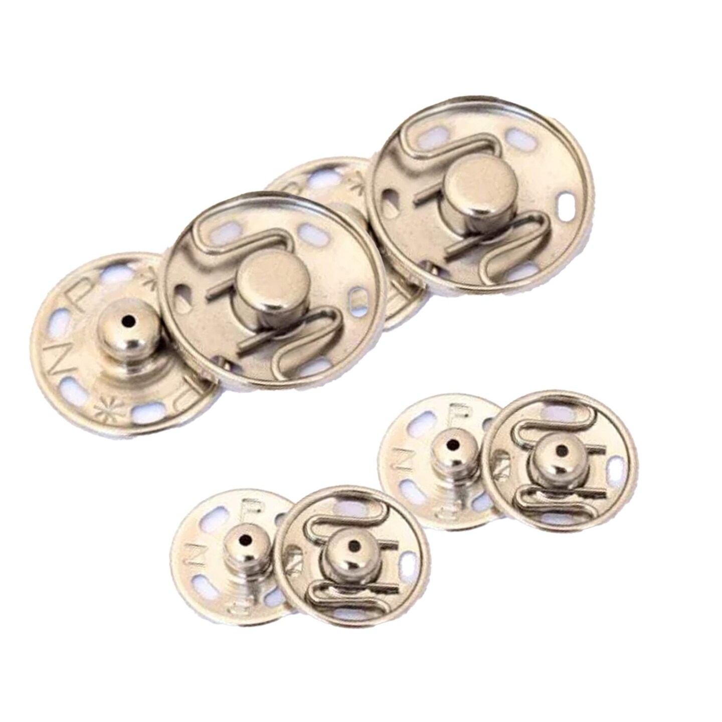 12 Nickel Silver Sew On Metal Snap Buttons Two-Part Closure 7/8 Inch