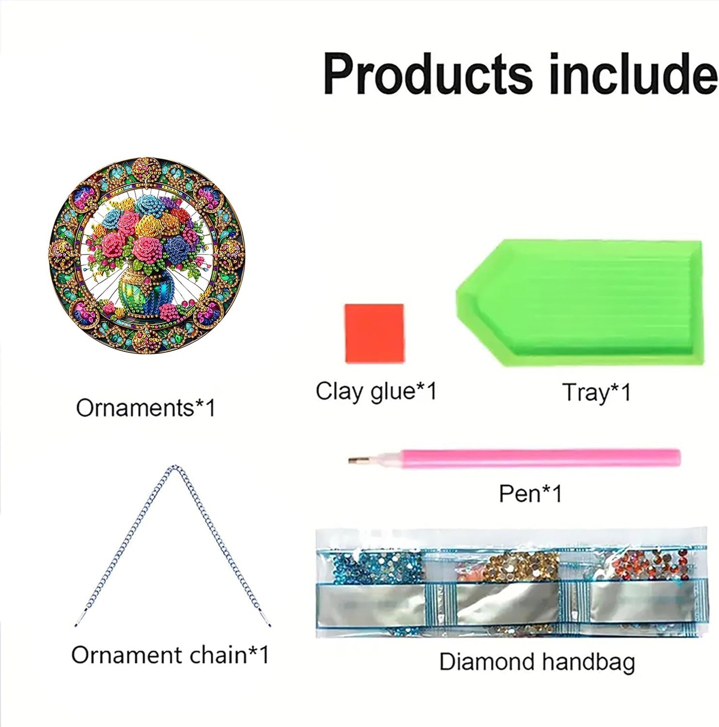Flower Diamond Art Pendant Kit – 5D DIY Hanging Crystal Window Decoration for Adults