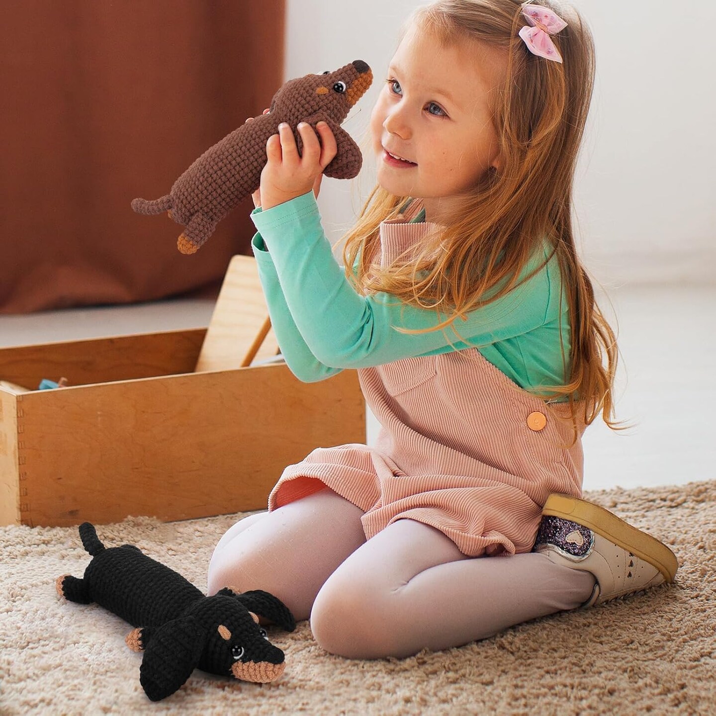 Crochet Kit for Beginners - 2 PCS Dachshund Crochet Kits with Step-by-Step Video Tutorials, Beginner Crochet Kit for Adults, Crochet Animal Kit