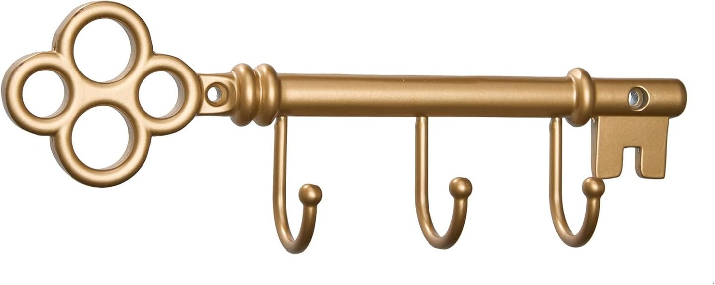 Classic Wall Mounted Key Holder Hook Rack, Vintage Key Rack for Entryway (Gold)