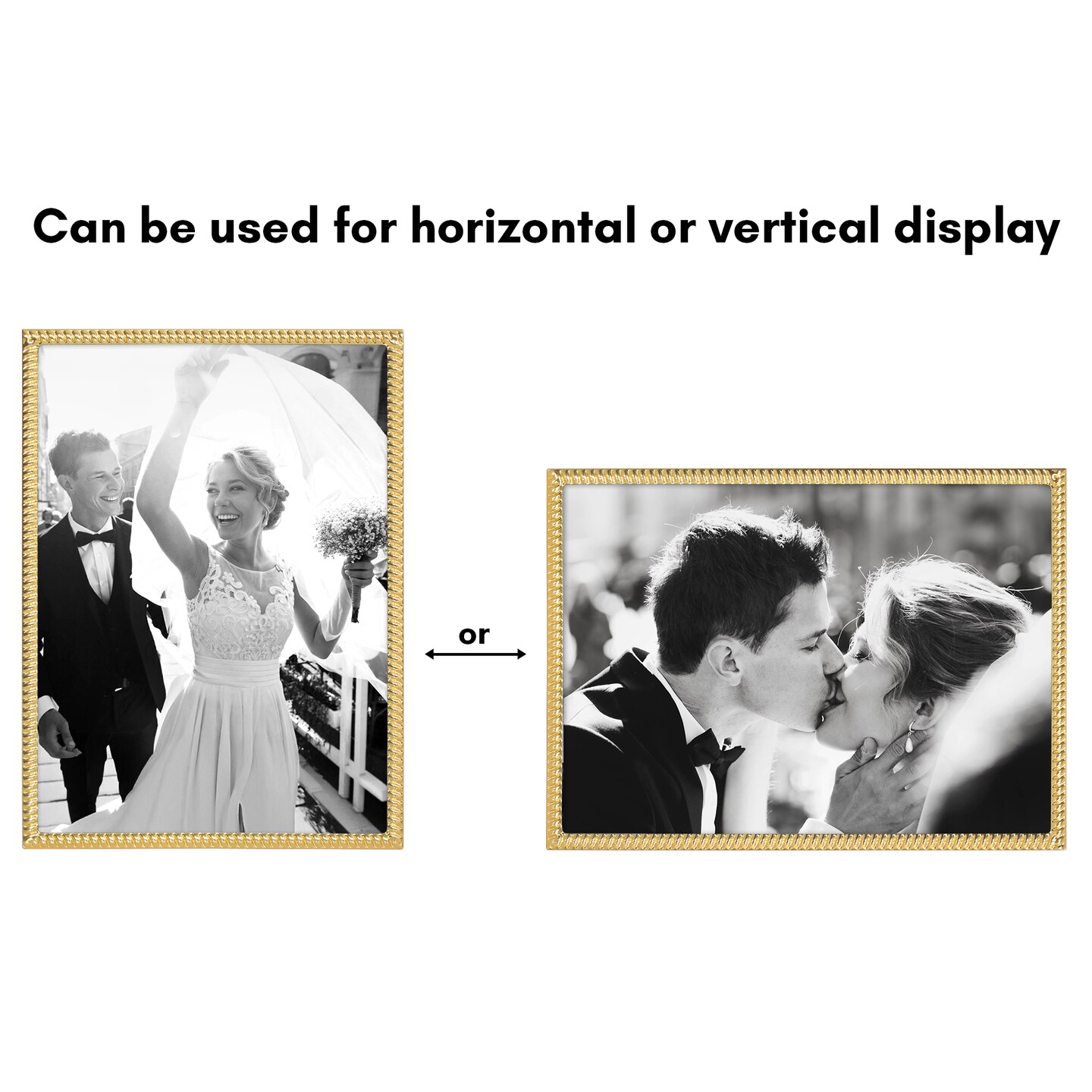 Americanflat Picture Frame with Rope-Style Textured Detailing - Modern Metal Picture Frames with Shatter-Resistant Glass - Elegant Gallery Style Frame for Tabletop or Wall Display