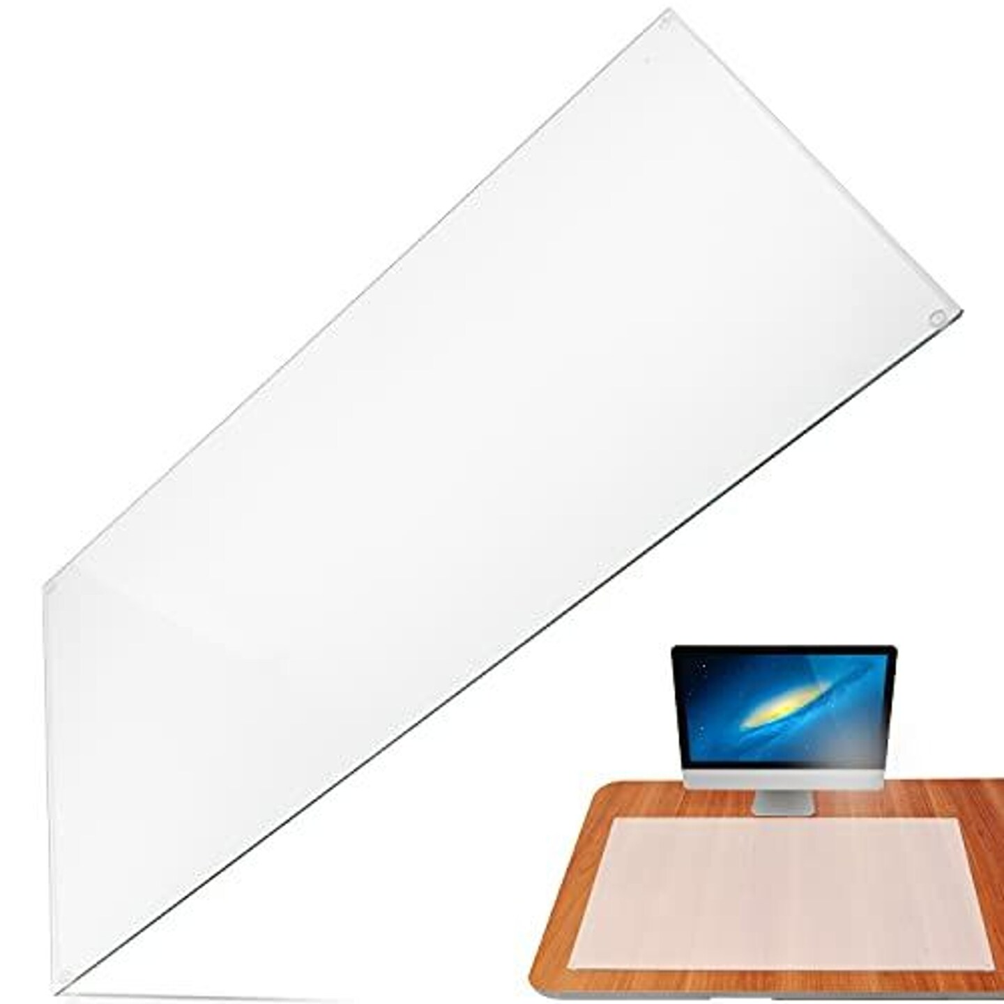 IMPRESA 20"x 36" Tempered Glass Computer Desk Mat, Clear Glass Desk Pad for Protecting Your Keyboard, or Computer Monitor, Dry Erase, Table Top Protector for Home or Office