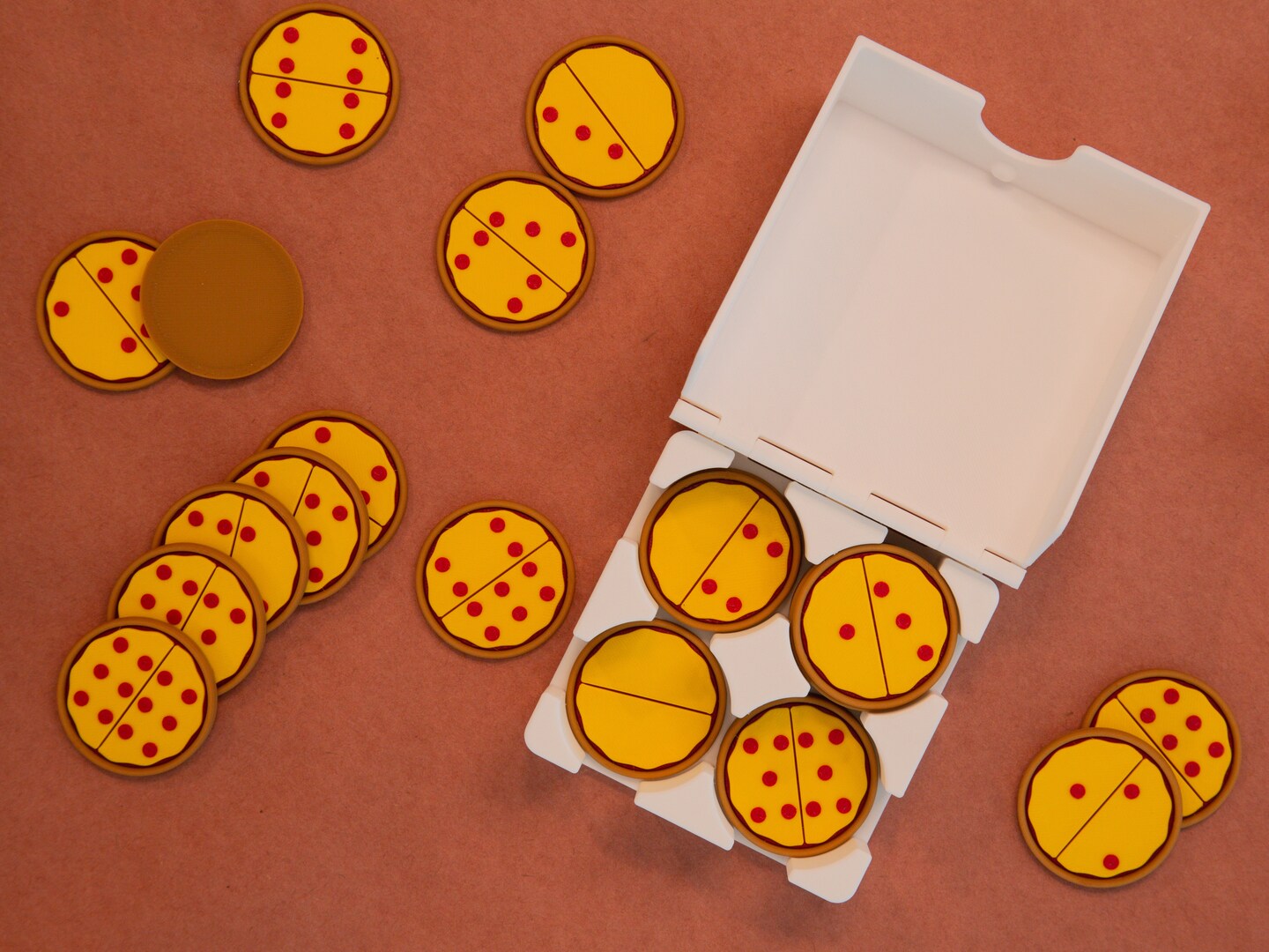 Pizza Domino Set and Box - Double 6 Dominoes Set | Unique gift for