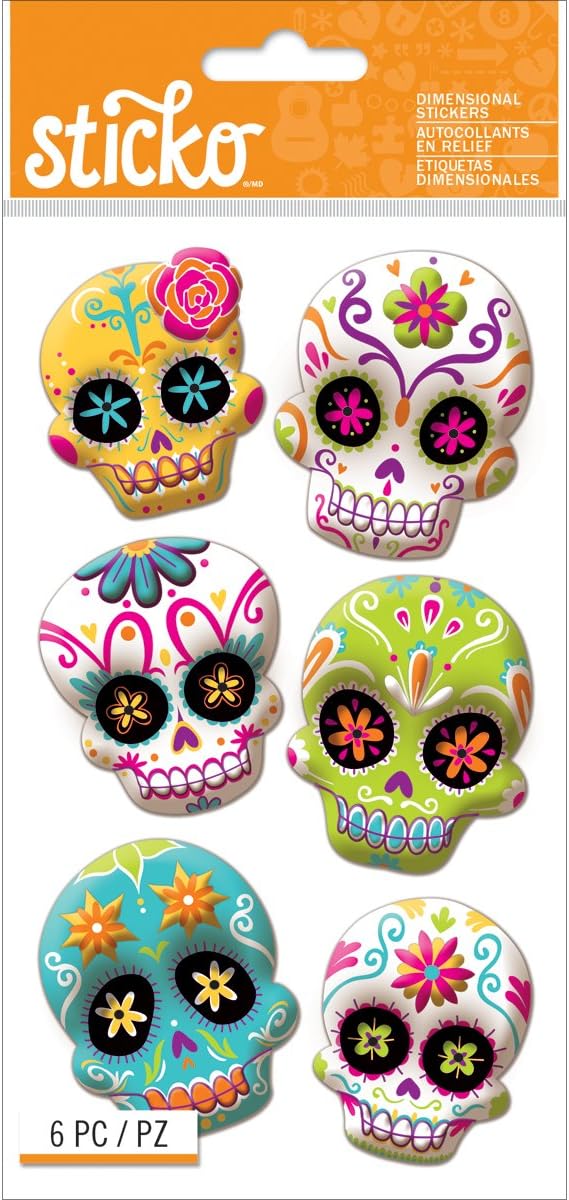 Sticko Sugar Skull Plus Dimensional Stickers