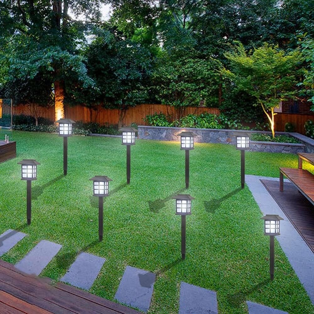 6pcs White LED Solar Lantern Torch Lights Garden Landscaping