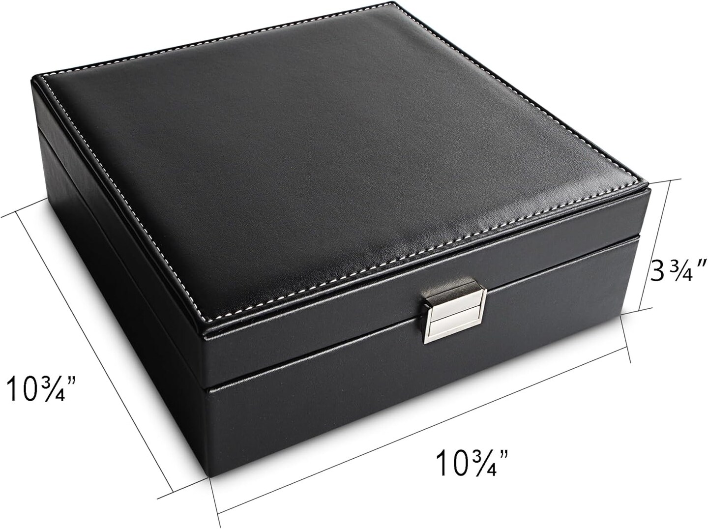 Lockable 2-Layer Earring & Necklace Organizer Box – 50-Slot PU Leather Jewelry Storage with Removable Dividers, Necklace Hooks & Bracelet Pocket, Elegant Black Jewelry Case for Women & Girls