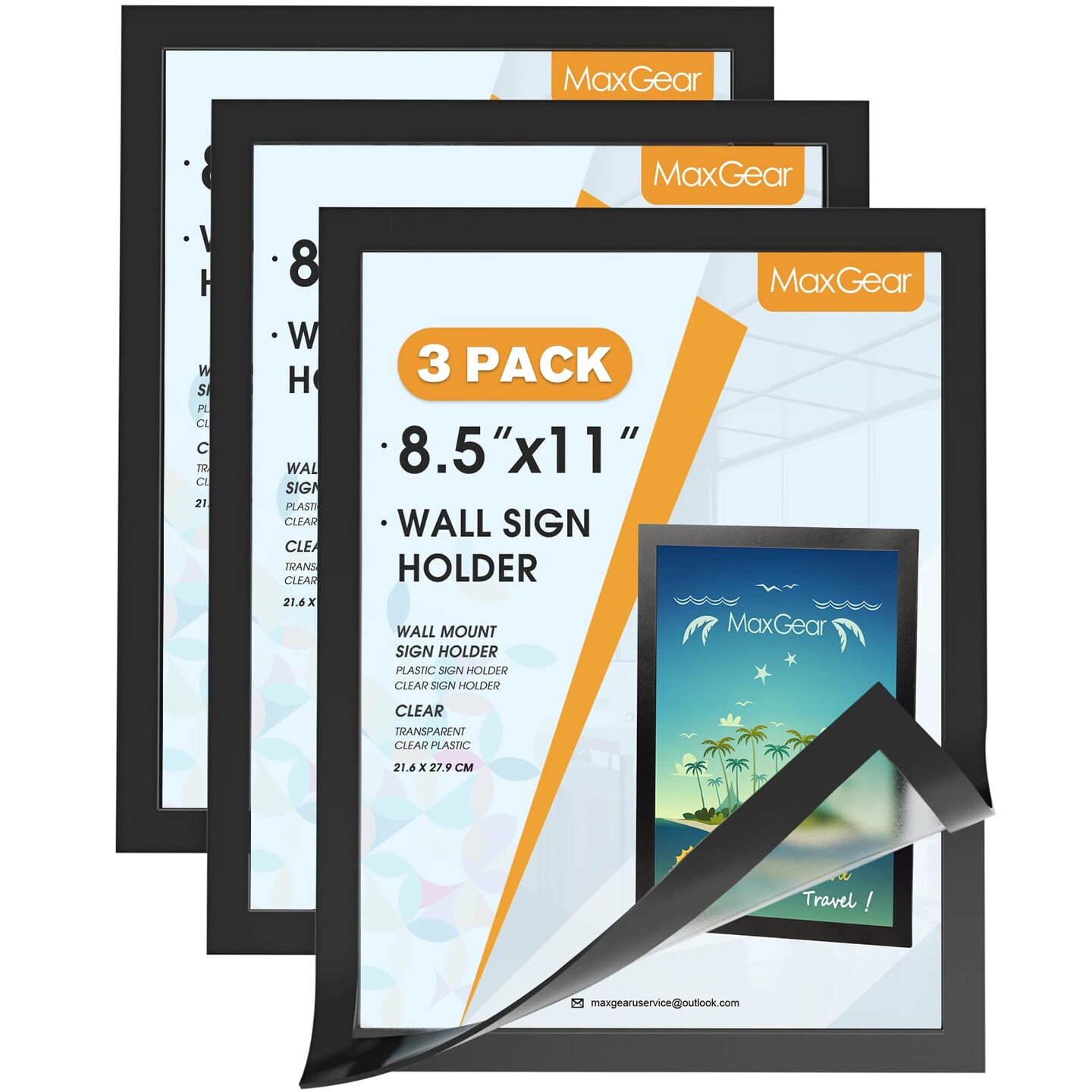 Sticky Display Frame Magnetic Sign Holder 8.5 x 11 Wall Mount, Self Adhesive Display Picture ...