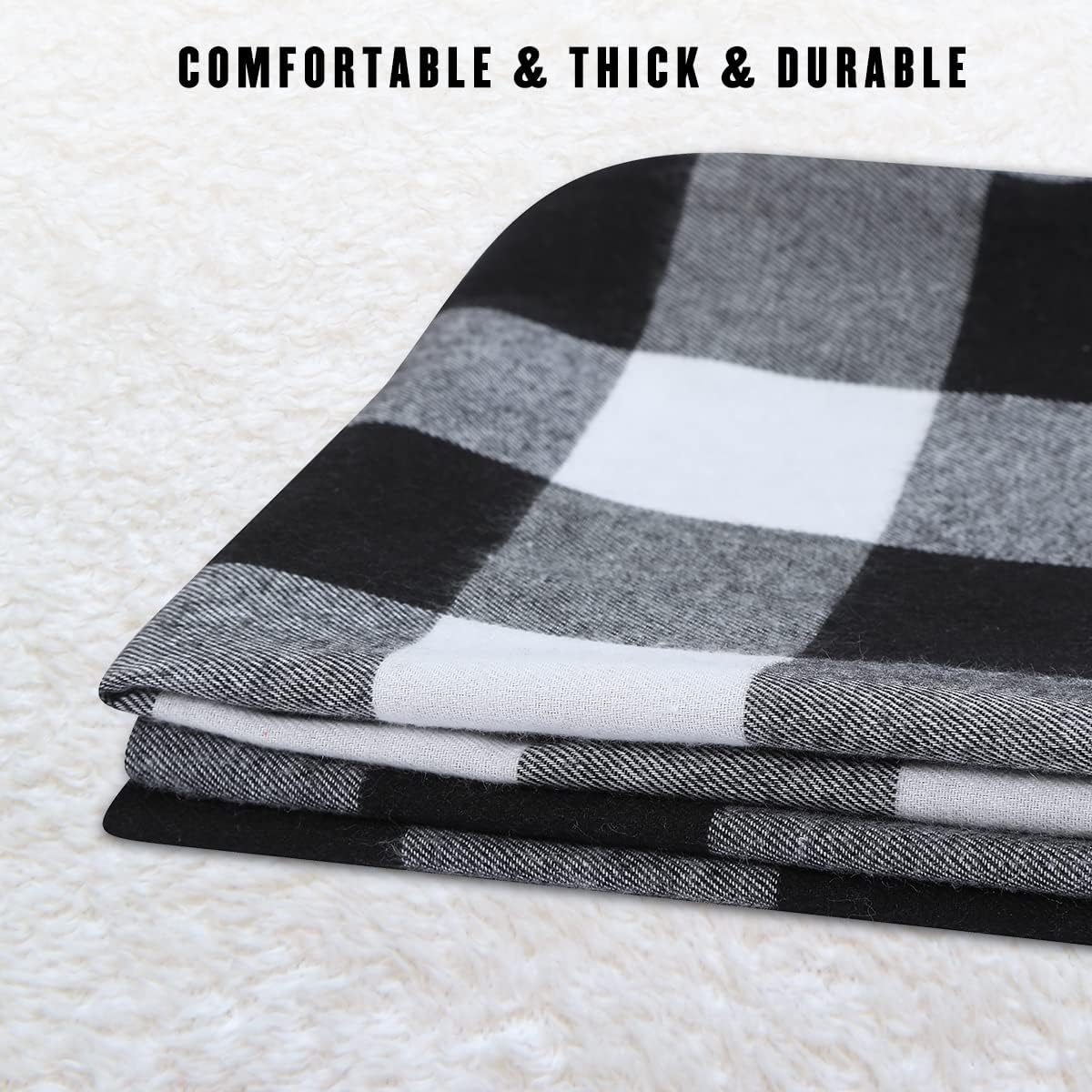 Christmas Pillow Covers - Set of 4 Buffalo Black and White Plaid Throw Pillow Covers, 18 x 18 Inches Cotton Pillow Cover Christmas Decorative Cushion Case for Sofa Couch Christmas Home Decor