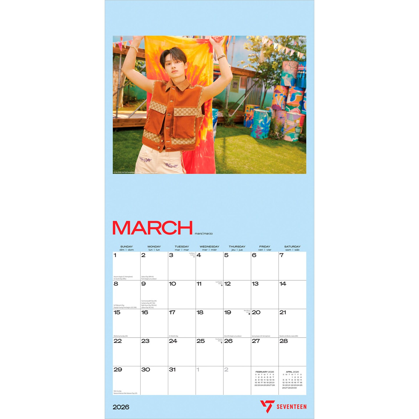 Seventeen OFFICIAL | 2026 12 x 24 Inch (Hanging) Monthly Square Wall Calendar | Plastic-Free | BrownTrout | K-Pop SVT Music Boy Band