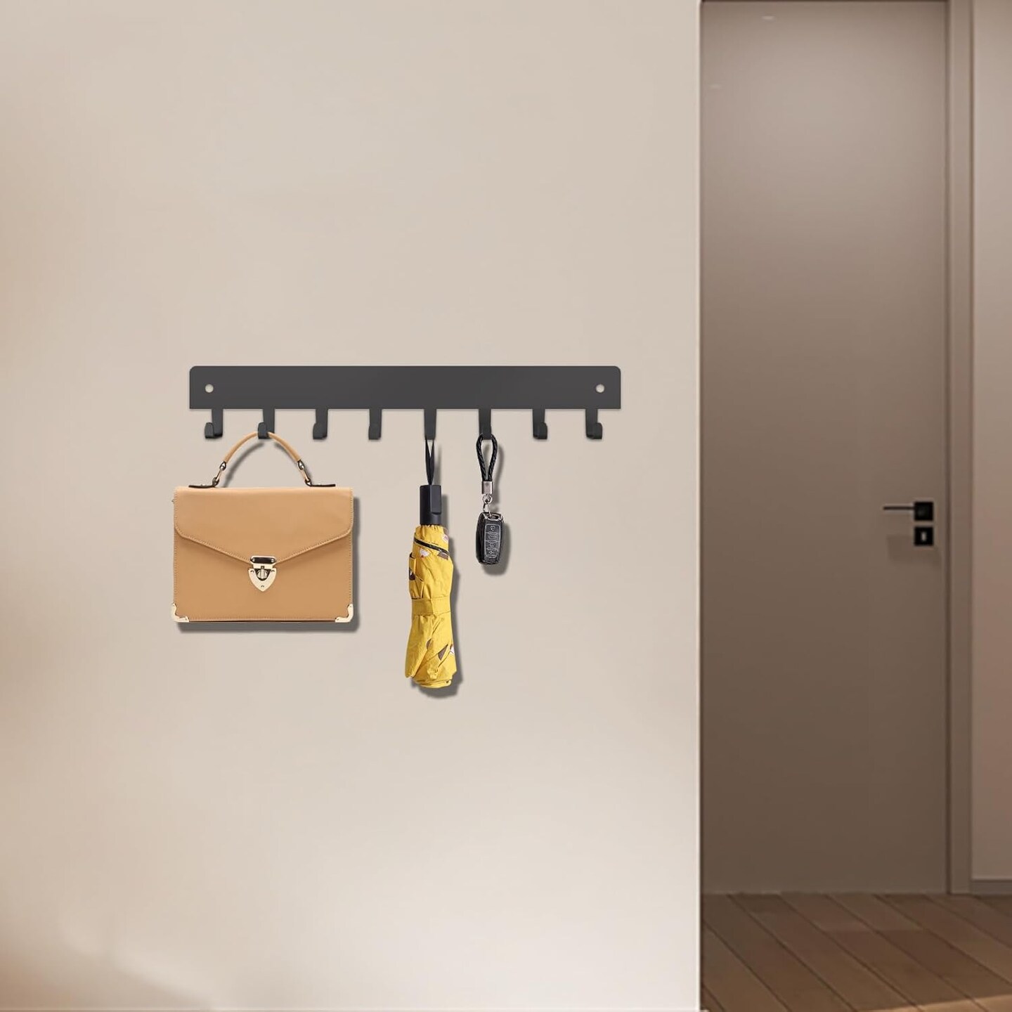 2 Pack Key Holder for Wall, Key Hooks with 8 Hooks, No Drilling Required, Self-Adhesive Key Holder, Hallway Wall Mount Keychain, Key Holder Wall Mount for Corridor, Living Room (Grey)