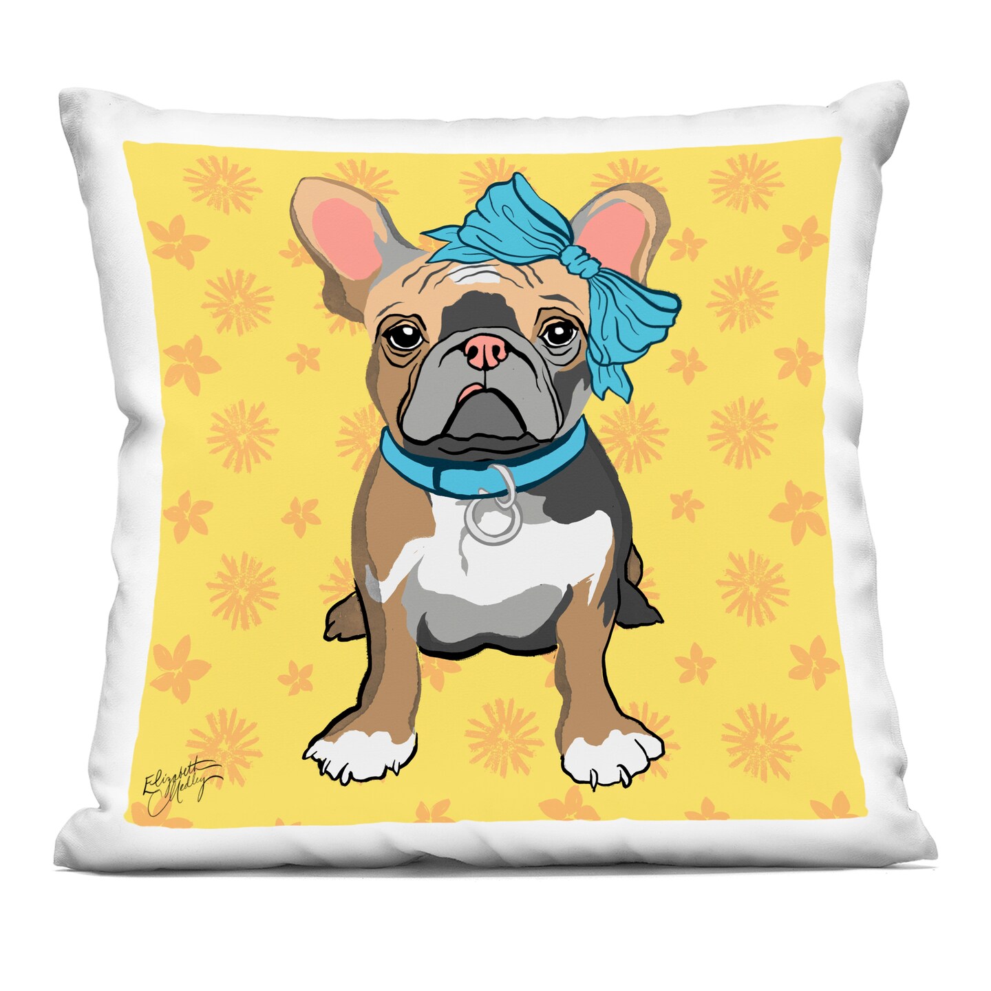 Stupell Industries Fashionista Puppy over Flowers Decorative Printed Throw Pillow, design by Elizabeth Medley, 18 x 7 x 18