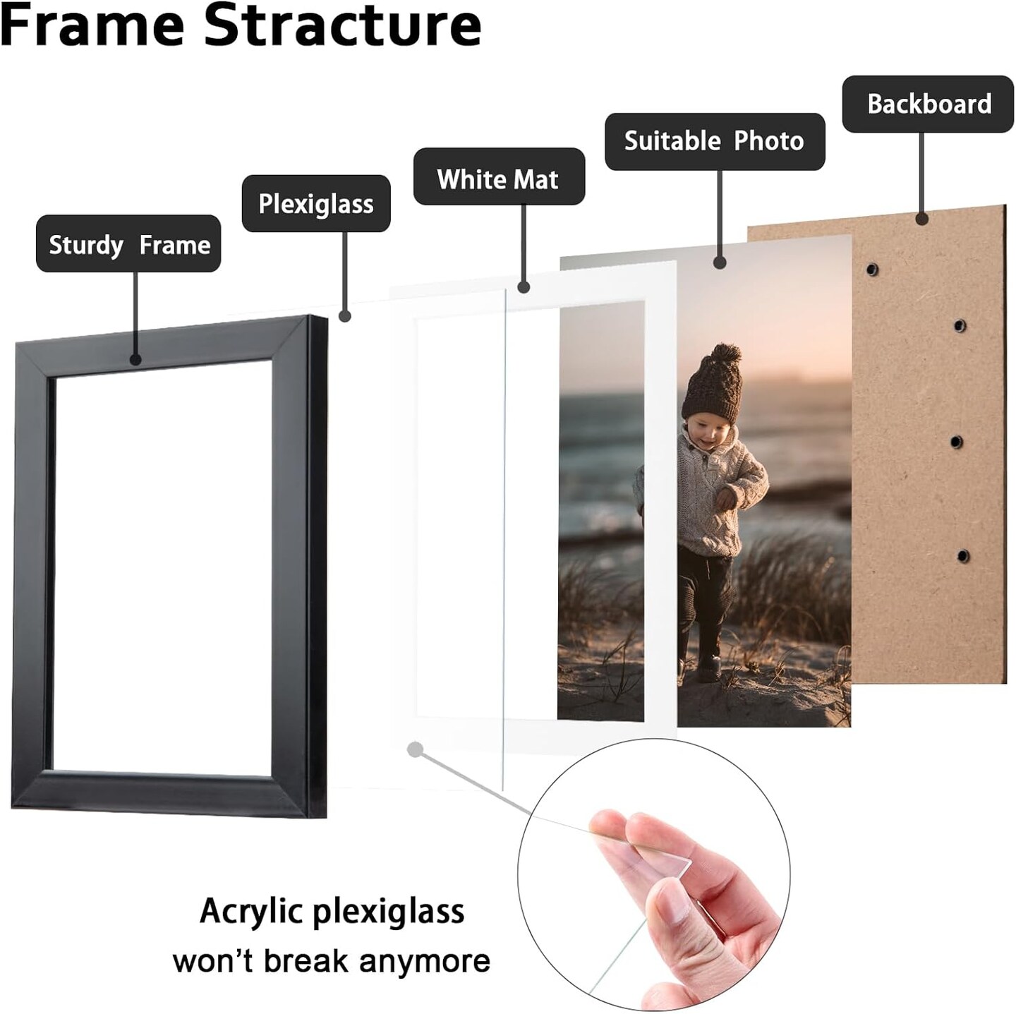5x7 Picture Frame Black Set of 4