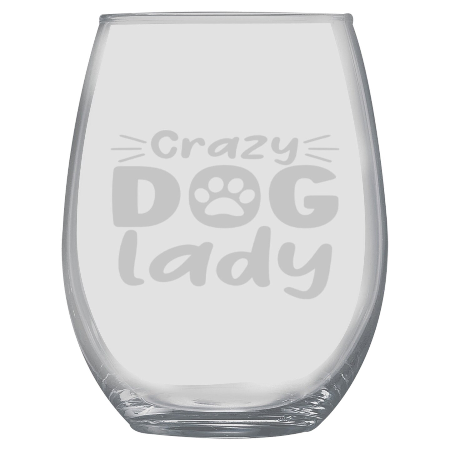 15oz Stemless Wine Glass -  Crazy Dog Lady