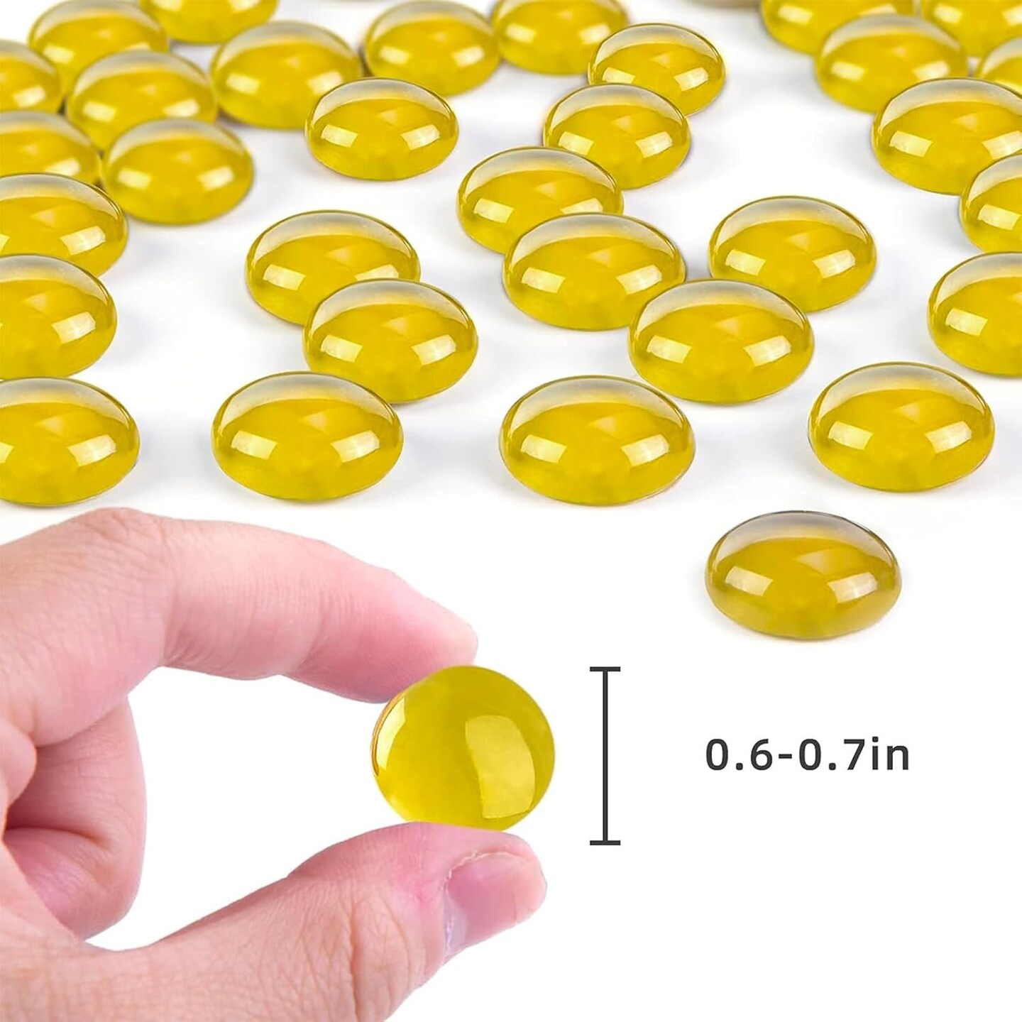 1LB Yellow Flat Glass Marbles, Glass Beads Floral Pebbles Decorative Rocks Gold Gemstones Vase Fillers for Centerpieces Table Scatter Aquarium Fall Home Decor
