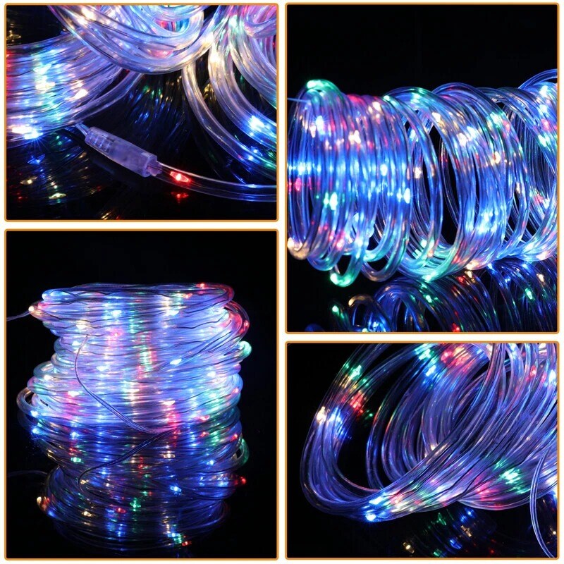 12M 100LEDs Soft Tube Solar Rope Lights Outdoor Waterproof LED PVC Fairy String