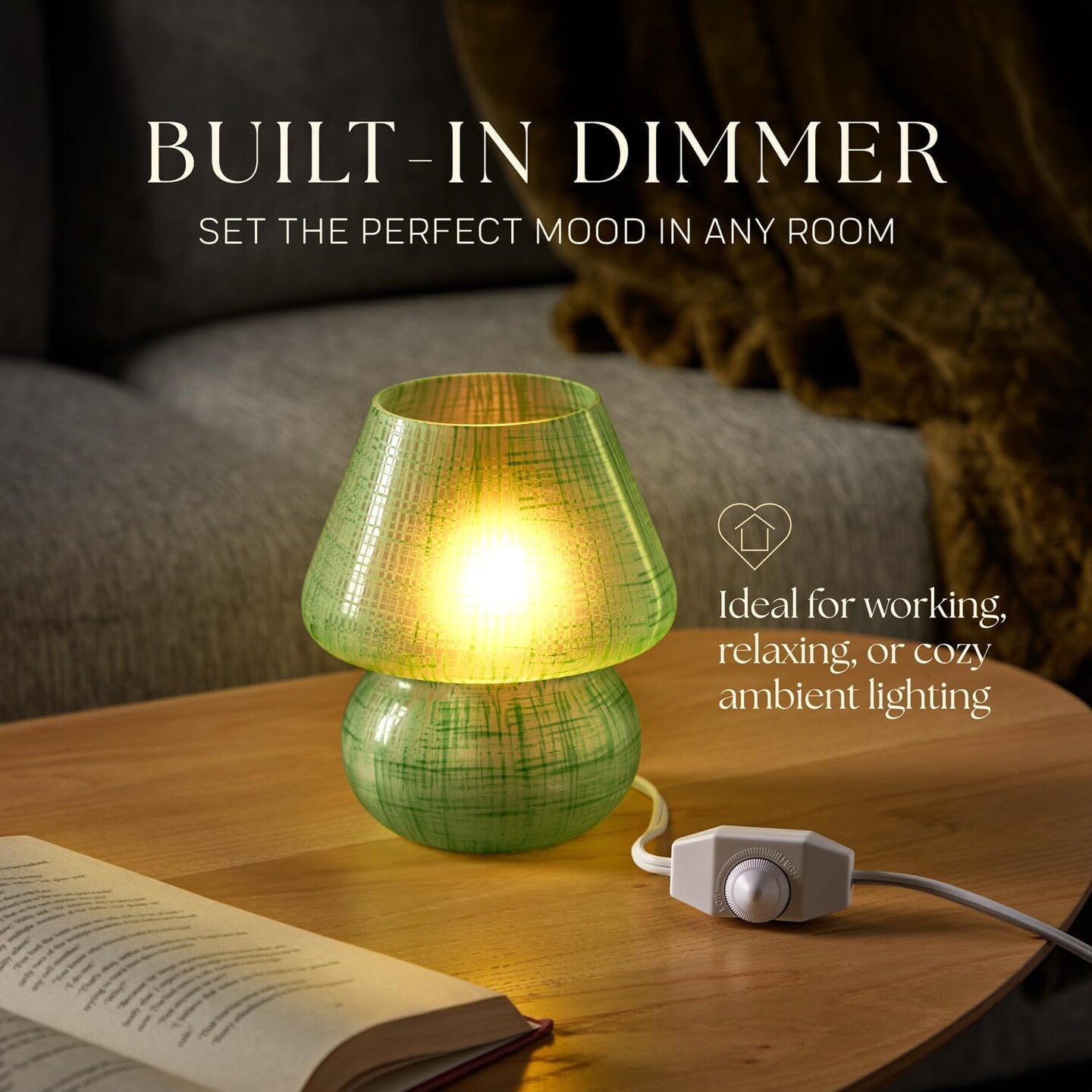 Next Glow Mushroom Lamp - Retro Funky Aesthetic LED Table Lamp, Dimmable E26 Socket Bulb