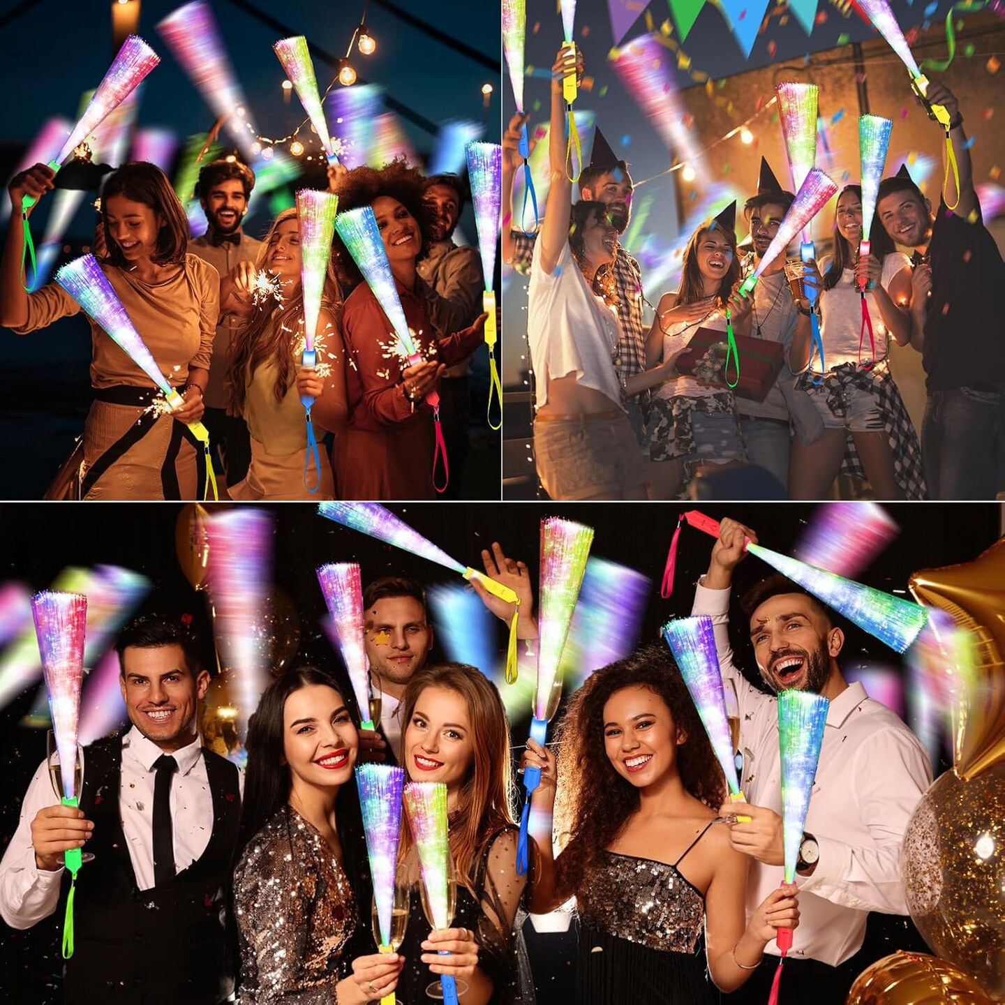120PCS Glow Fiber Optic Sticks, LED Light Wands, Glow in The Dark Party Supplies, Fiber Optic Wands for Weddings, Birthdays&#x26;Events,Flashing LED Party Favors,Colorful Light Sticks for Kids&#x26;Adults