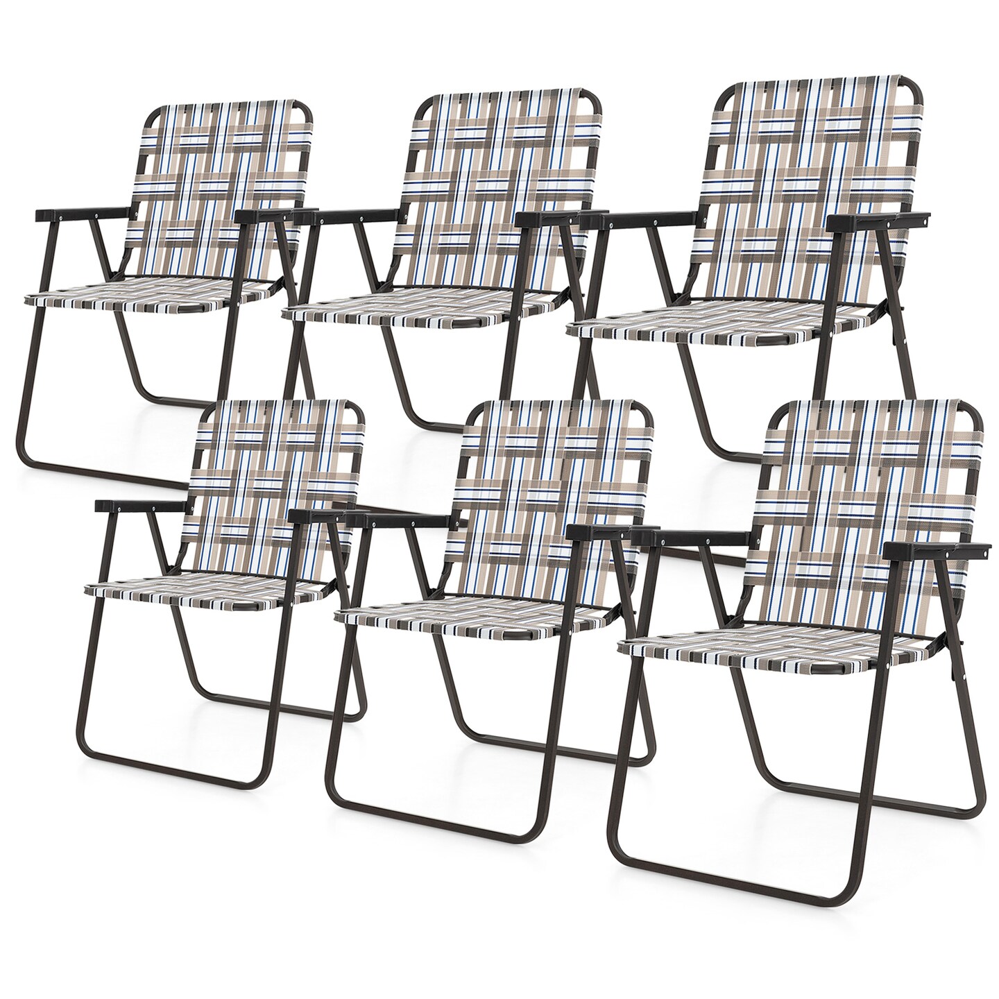 Portable Folding Lawn Chairs Set of 6 for Camping and Beach Trips