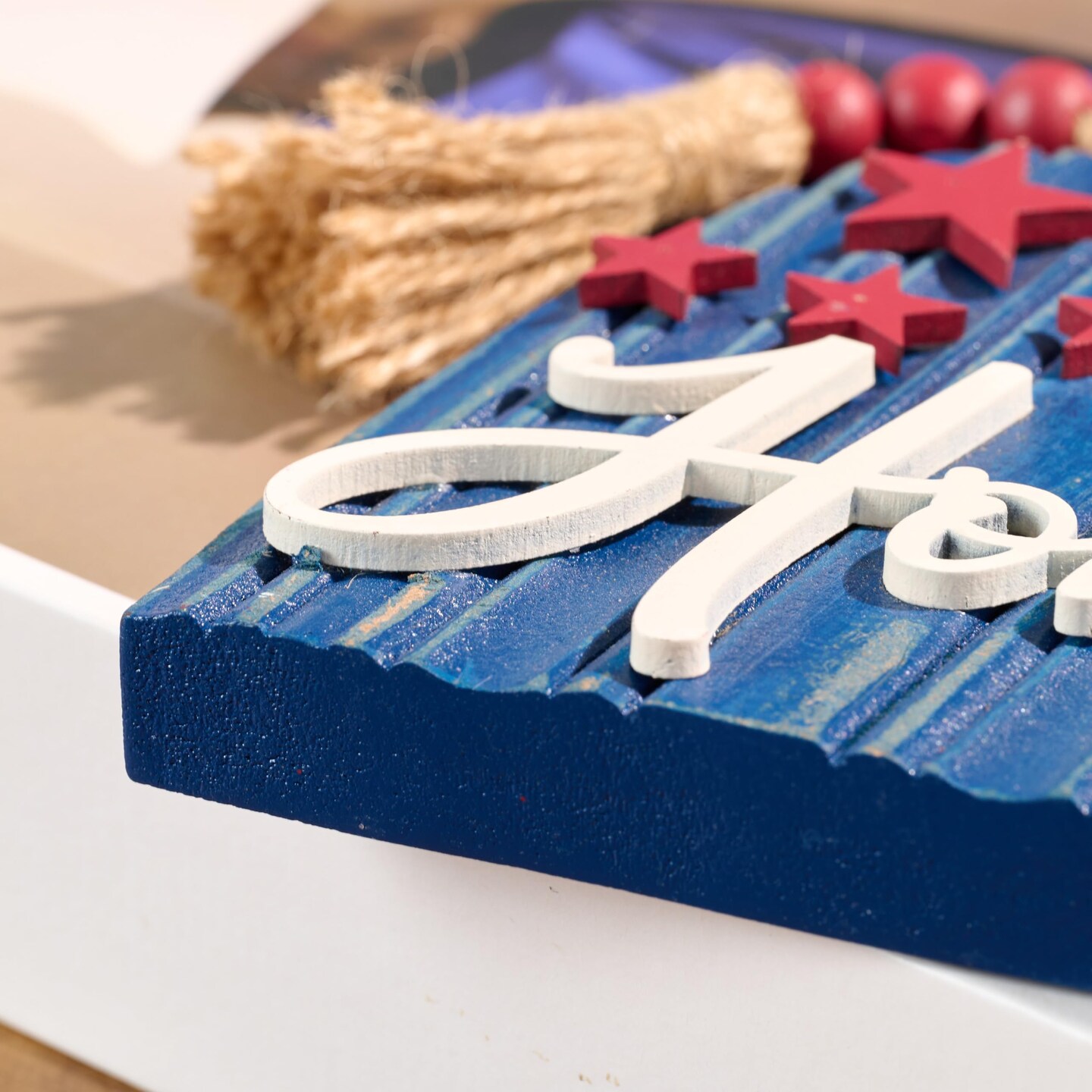 Valery Madelyn 4th of July Table Decorations, 2 Pcs Wooden Memorial Day Decorations Patriotic Decor Heart Centerpieces, Red White and Blue Americana Home USA Sign for Independence Day, 4 inch