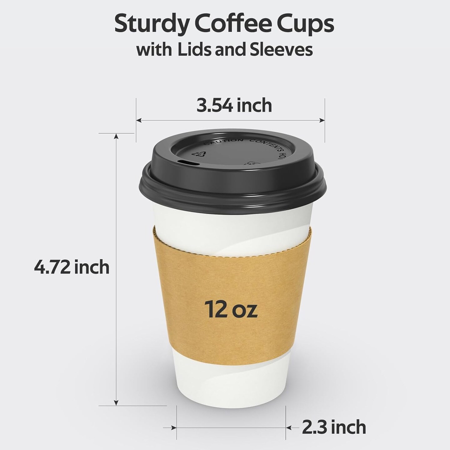 100 Pack 12 oz Disposable Coffee Cups with Lids and Sleeves, Sturdy Thick Paper &#x26; Leak-free Insulated to Go Paper Hot Coffee Cups with Sip Lids for Hot &#x26; Cold Beverage