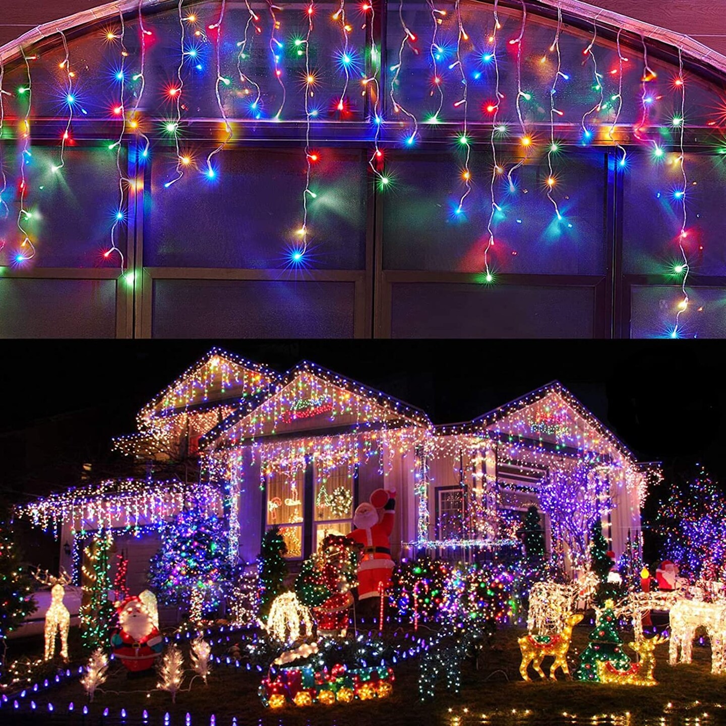 Led Christmas Lights Outdoor Christmas Decorations Hanging Light 400LED 8 Modes 75 Drops, Waterproof Outdoor Indoor Fairy Christmas Lights for Party, Holiday, Wedding Decorations (Multicolor)