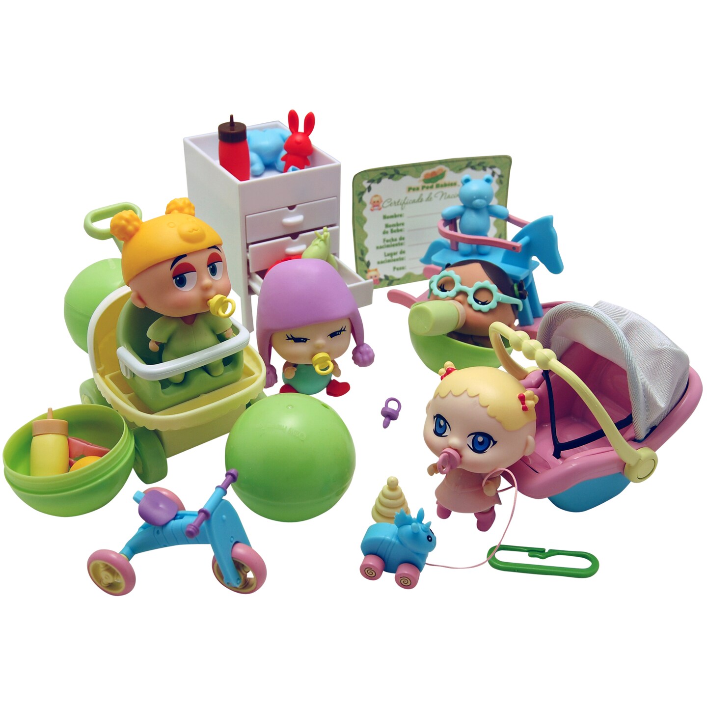 Pea Pod Babies: Giant - 27pc Playset, Surprise Miniature Collectible Dolls, Care &#x26; Clothes Accessories, Birth Certificate, Open &#x26; Reveal Toy, Kids 3+