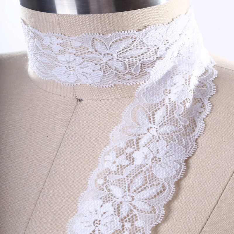 White Lily Stretch Lace 2" Elastic Scalloped Floral Trim for Lingerie, Overlays & Crafts