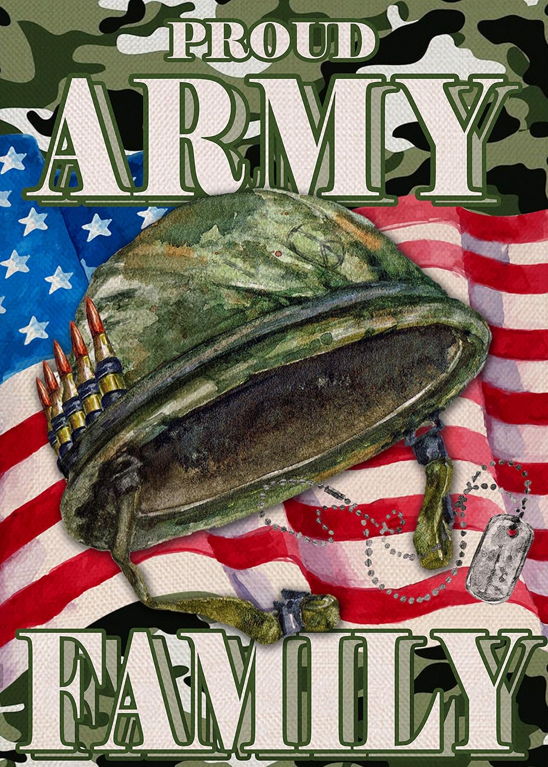 Proud Army Family 4th of July Patriotic Small Garden Flag, American Memorial Day Military Veterans Day Yard USA Armed Forces Rangers Outdoor Home Decoration America Outside Decor 12x18