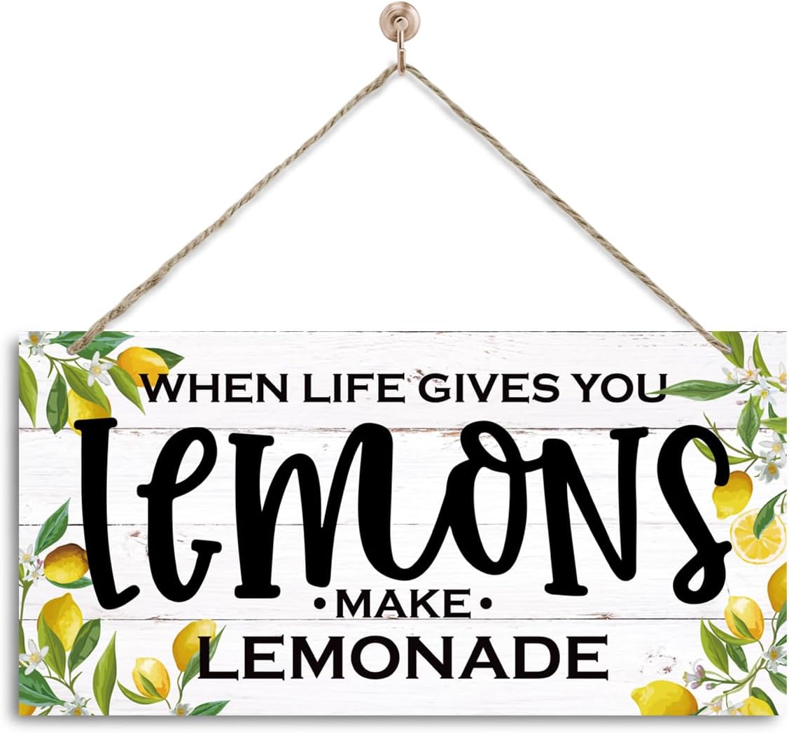 Lemon Decor, When Life Gives You Lemons Make Lemonade Sign, Decorative Wall Plaque, Lemon Quotes Wood Sign, Inspirational Decor Sign, Summer Home Wall Decor, Living Room Decor, Kitchen Decor