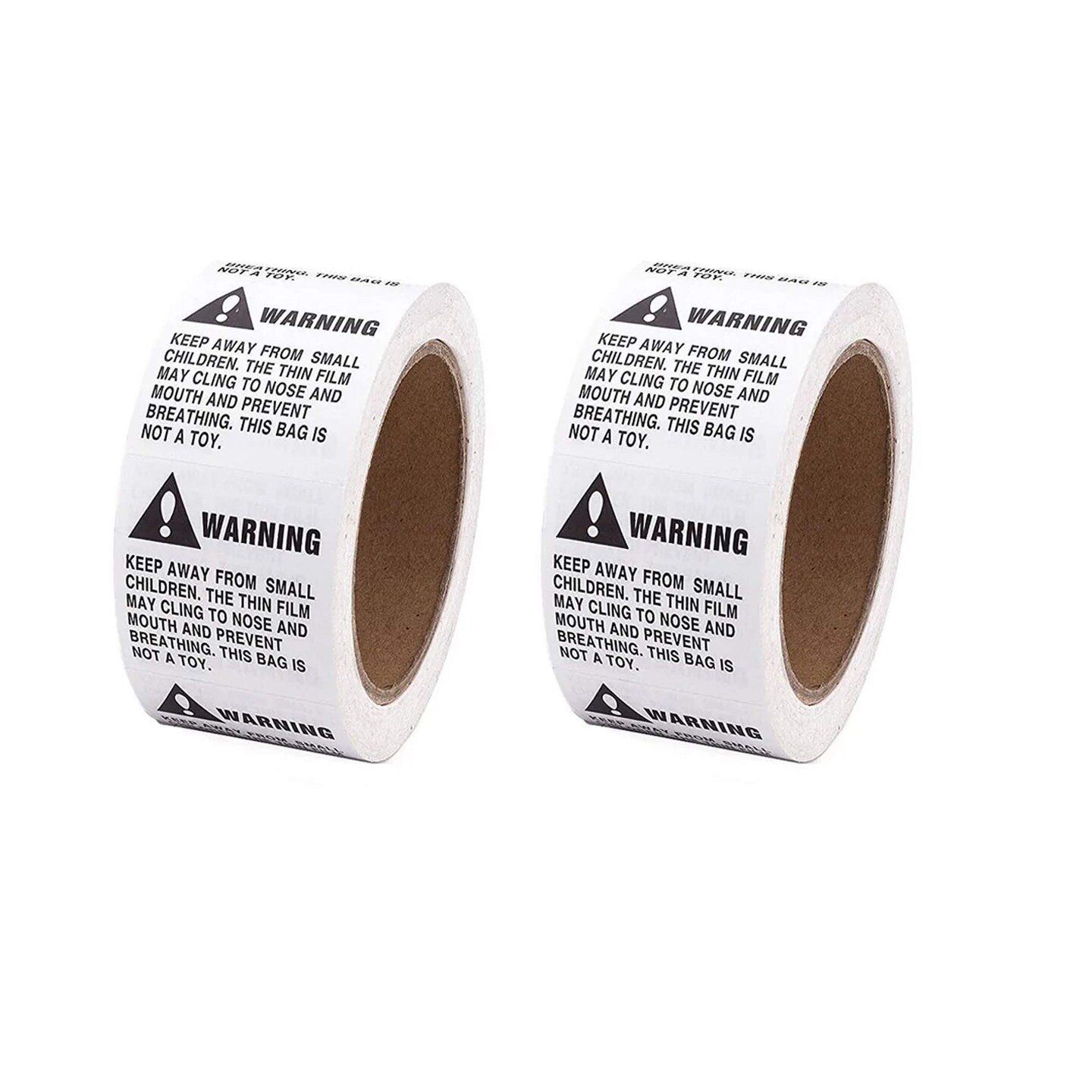 2 Rolls Suffocation Warning Stickers 2x2 Inch Safety Labels for Plastic Bags & Shipping