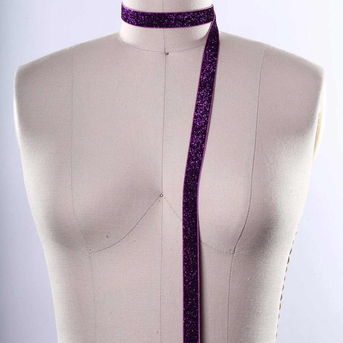 2 Yards Deep Purple Plum Colored Glitter Elastic Trim 5/8&#x22;