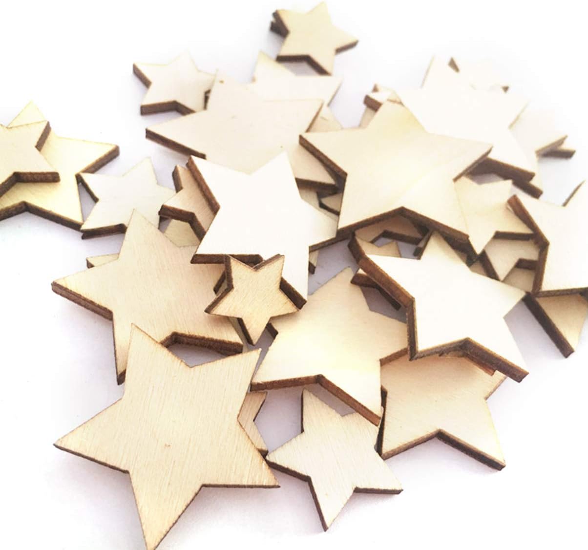 200pcs Wooden Stars Unfinished Wood Star Pieces Mini Unfinished Wood Craft Star Craft Wood for Making Wedding Crafts