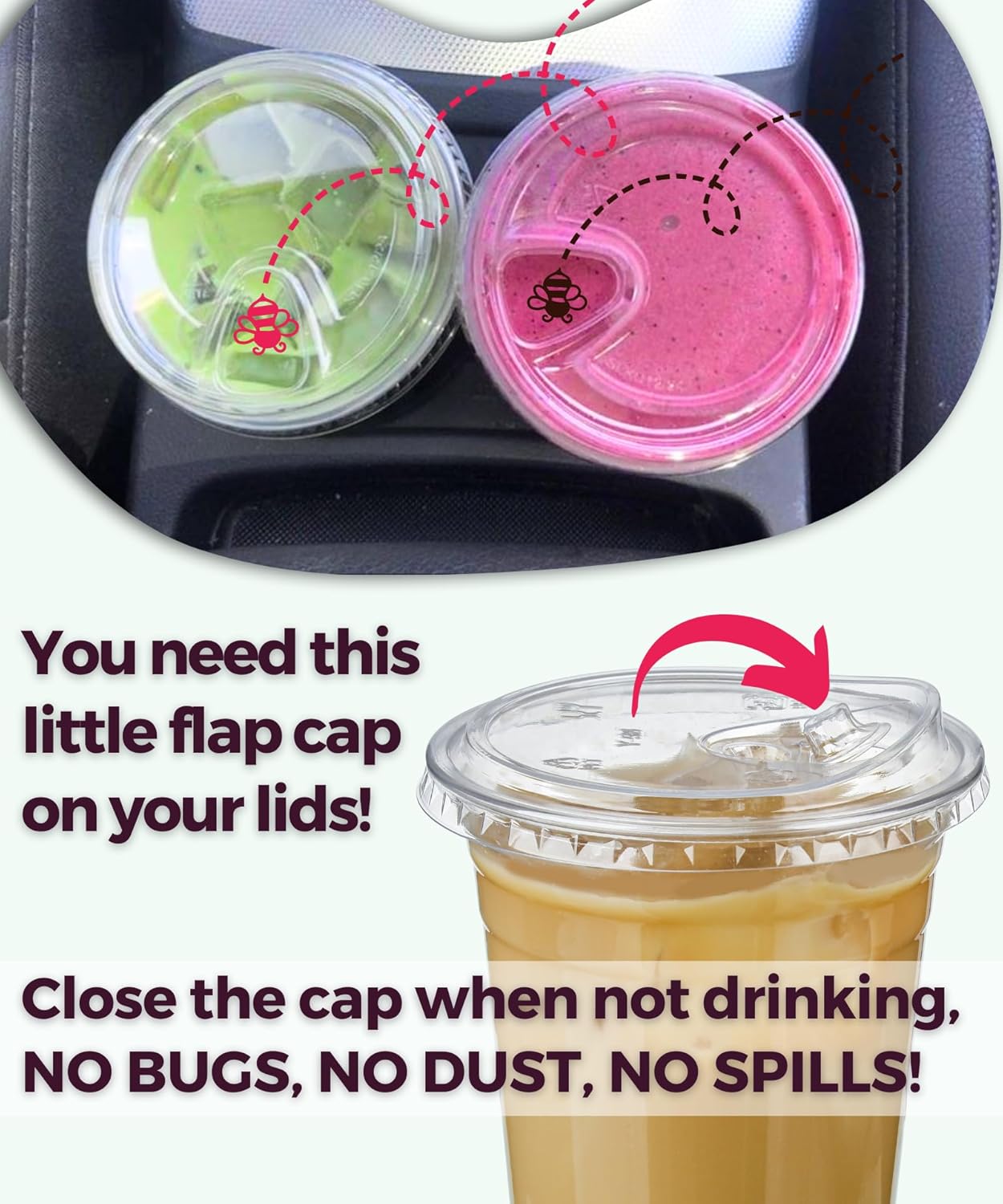 16 oz Clear Plastic Cups with Strawless-Sip-Lids, 25 Sets Disposable Cup Plastic Iced Coffee Cups, To Go Cup with Sip Through Lids for Smoothie, Milkshake, Cold Drinks for Party, Wedding, Event
