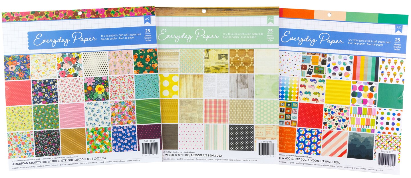 American Crafts Paper Pad 12"X12" -Assorted Styles