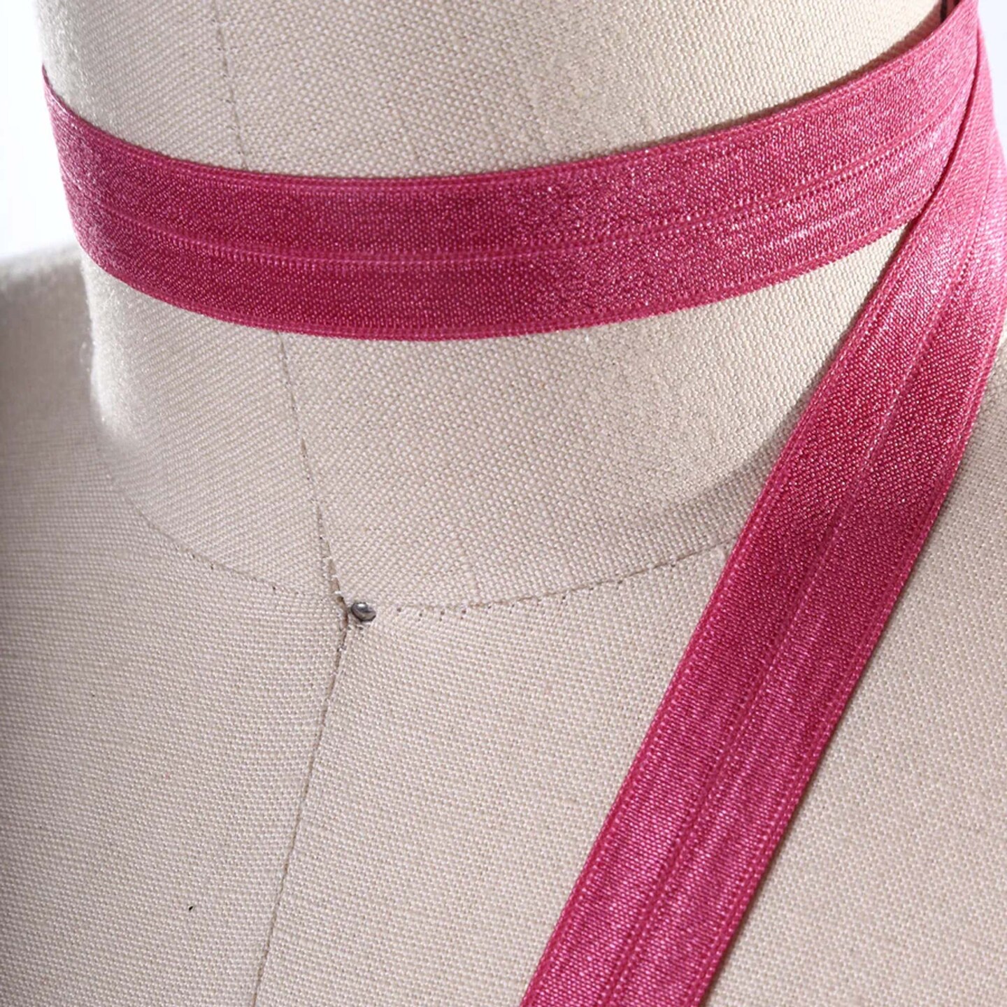 5/8&#x22; Magenta Fold Over Elastic Trim Soft Stretch Sewing Ribbon 3 Yards