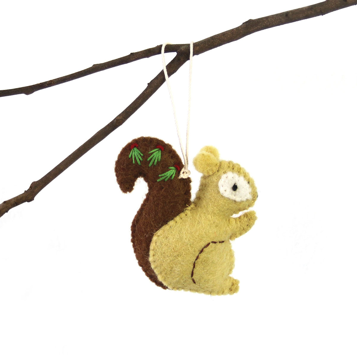 Beige-Brown Wool Felt Christmas Ornaments Handcrafted Festive Designs