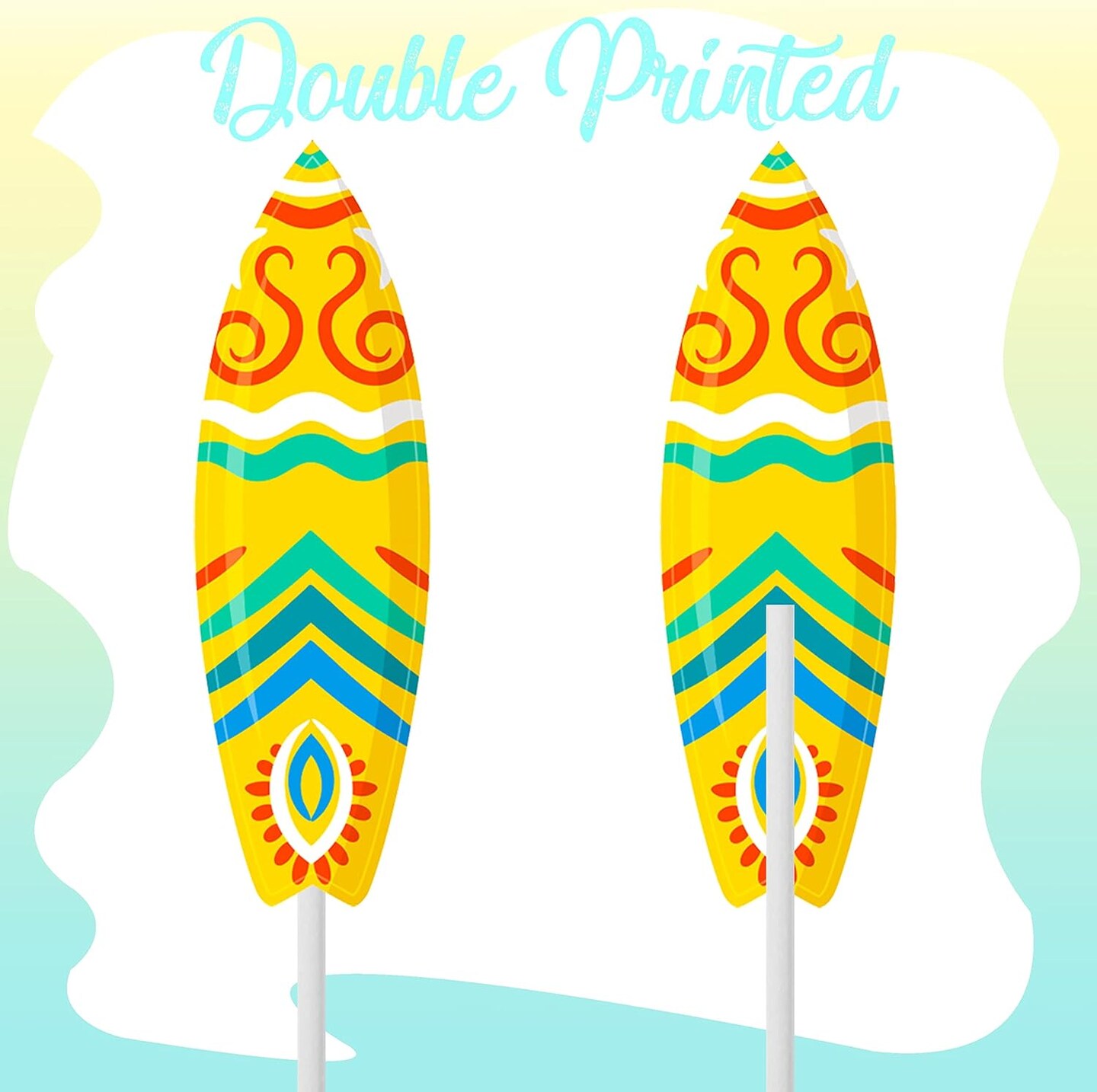 36pcs Surfboard Cupcake Toppers Decorations Swimming Pool Birthday Party Decorations Beach Surfboard Cupcake Decorations for Summer Hawaii Beach Themed Birthday Party Baby Shower Supplies