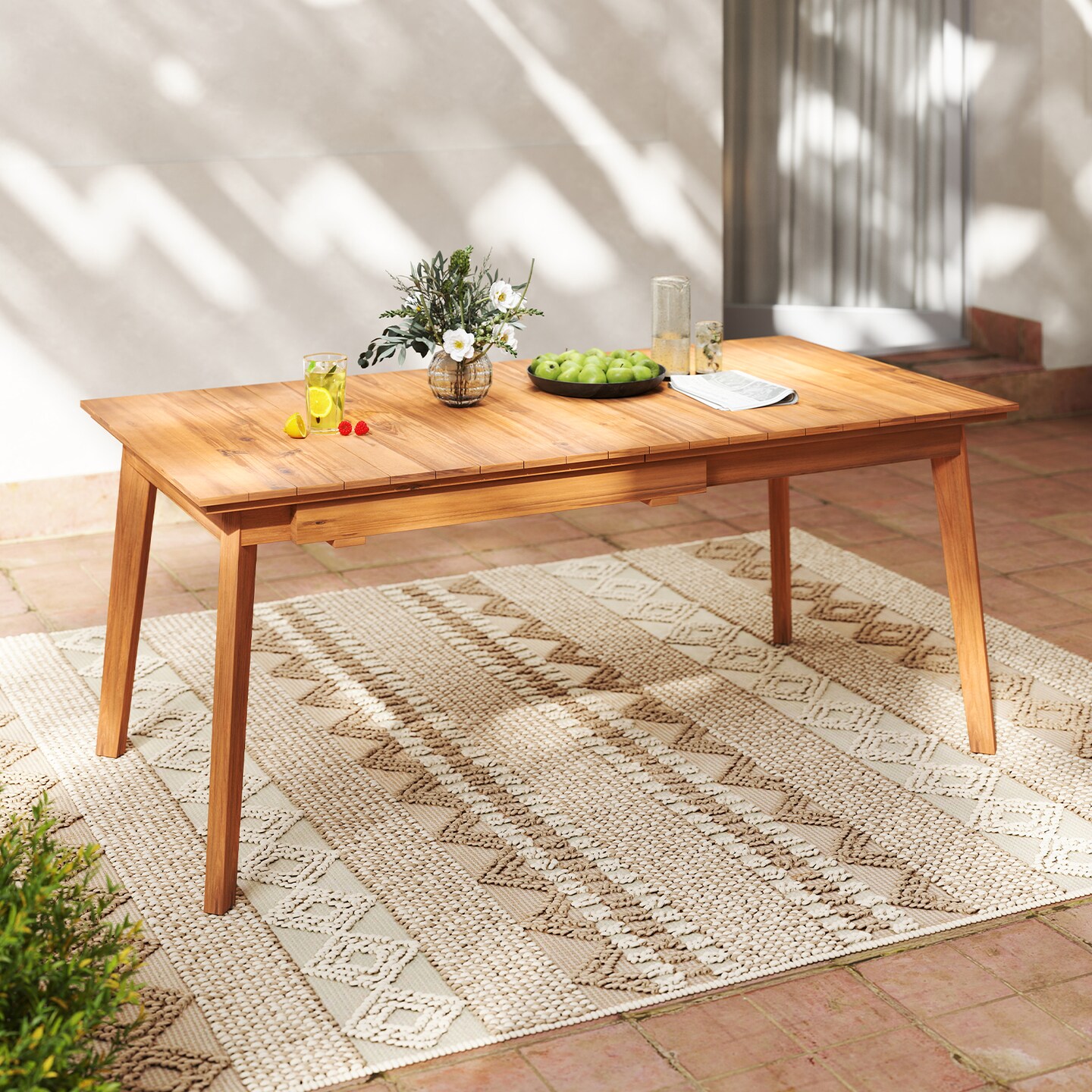 Outdoor Furniture Indoor Teak Dining Table Teak Wood Cross Indoor