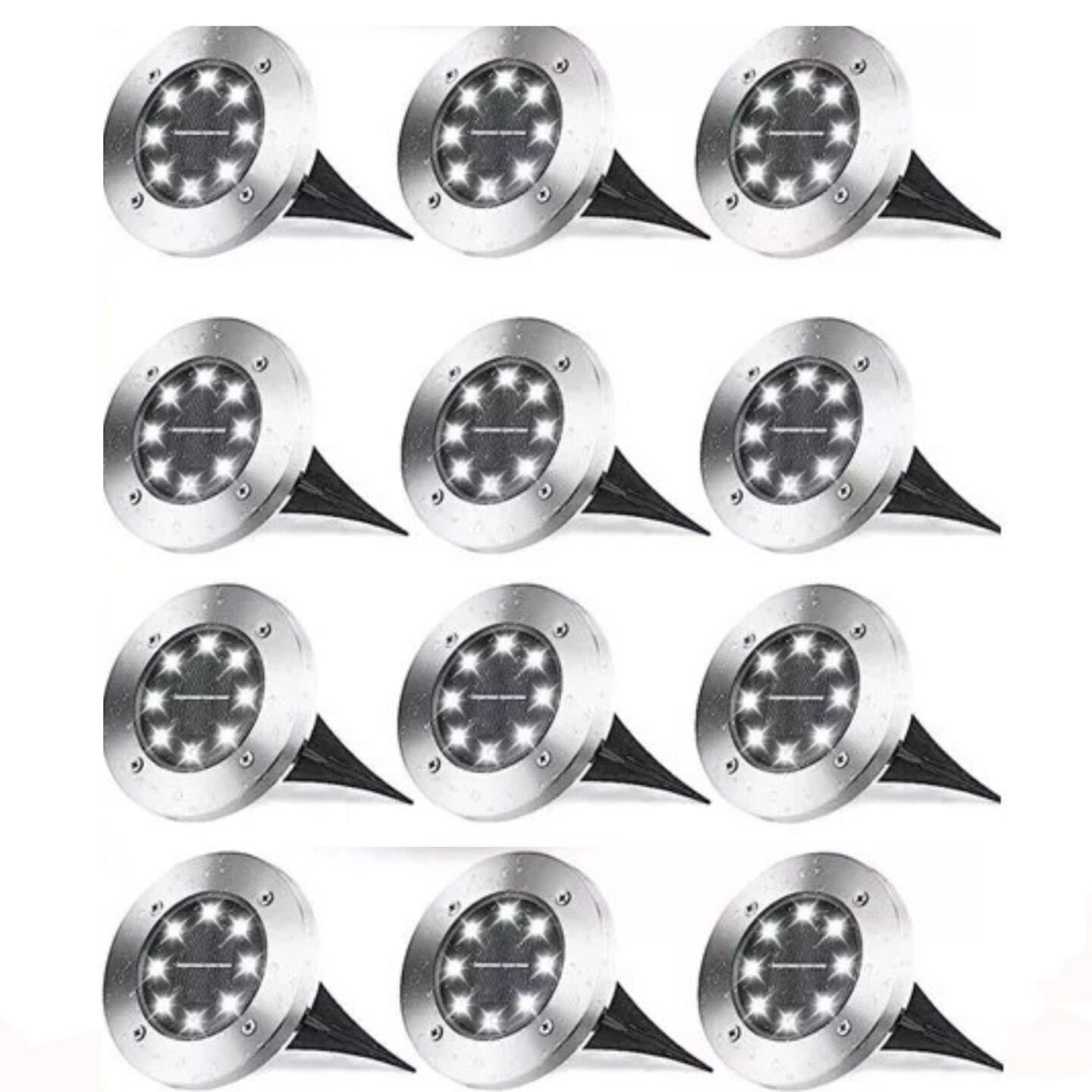 Solar In-Ground Lights Outdoor Lamps Disk Puck LED Lawn Pathway IP65