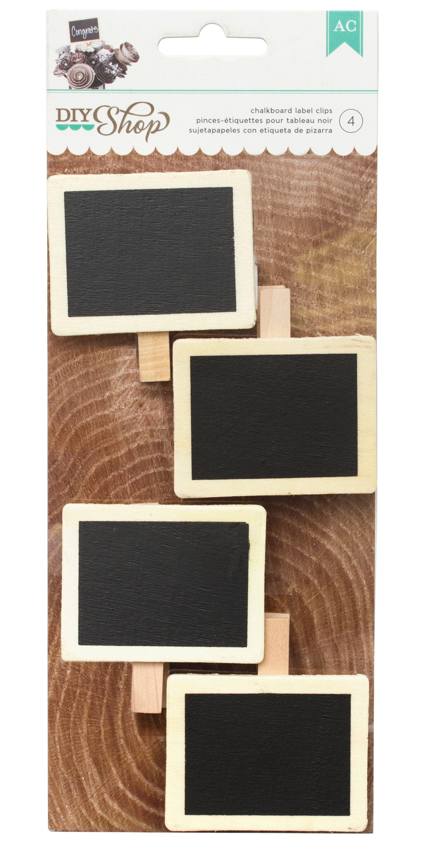 American Crafts DIY Shop 2 Label Clips 4/Pkg-Framed Chalkboard