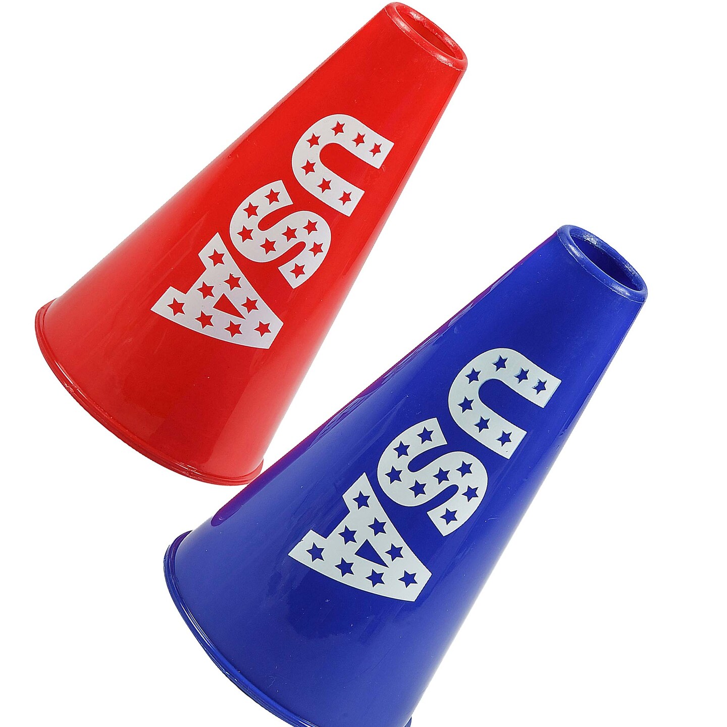 4 3/4&#x22; x 8&#x22; Patriotic USA Red &#x26; Blue Plastic Megaphones 12 Pieces